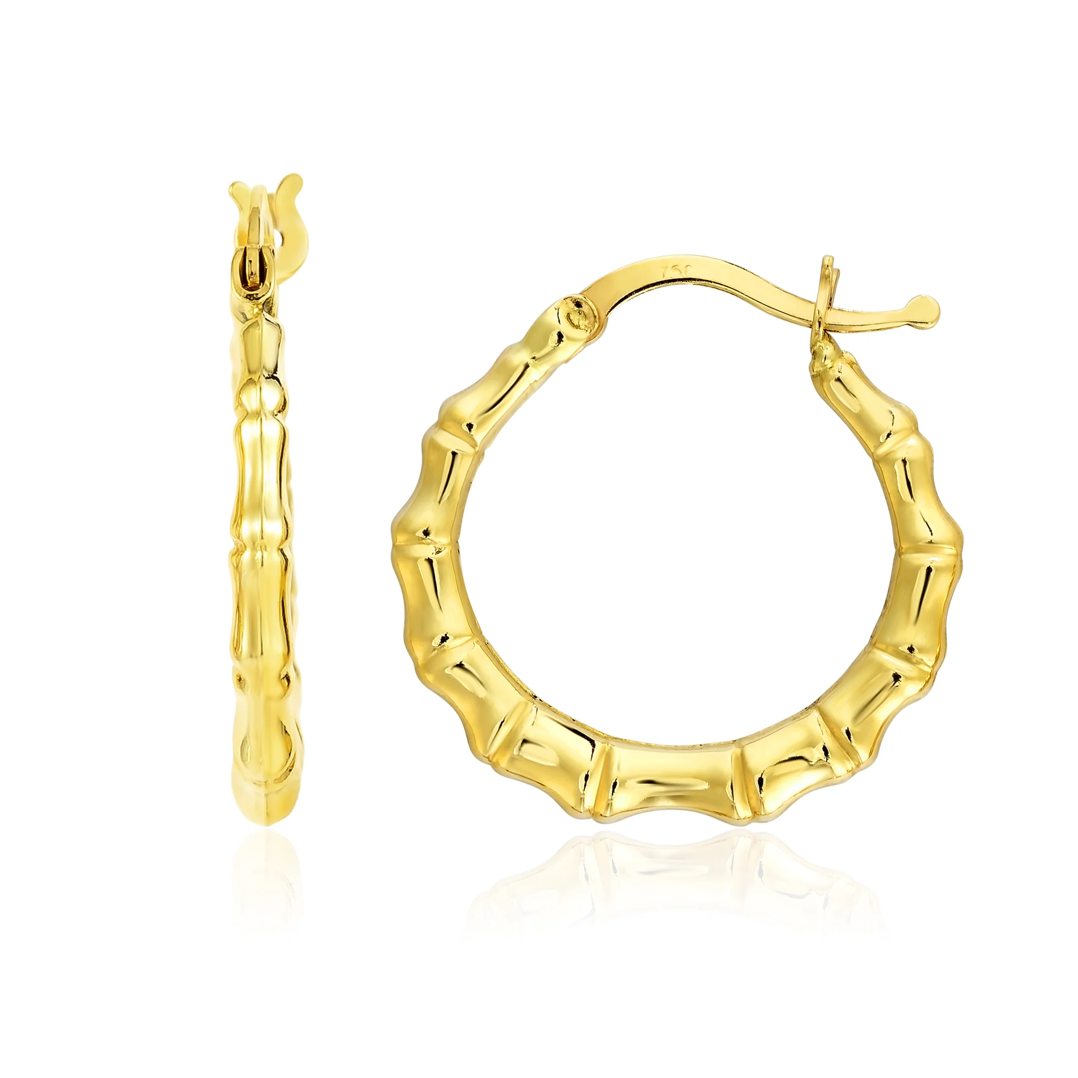 18K Pure Gold Round Loop Earring Set