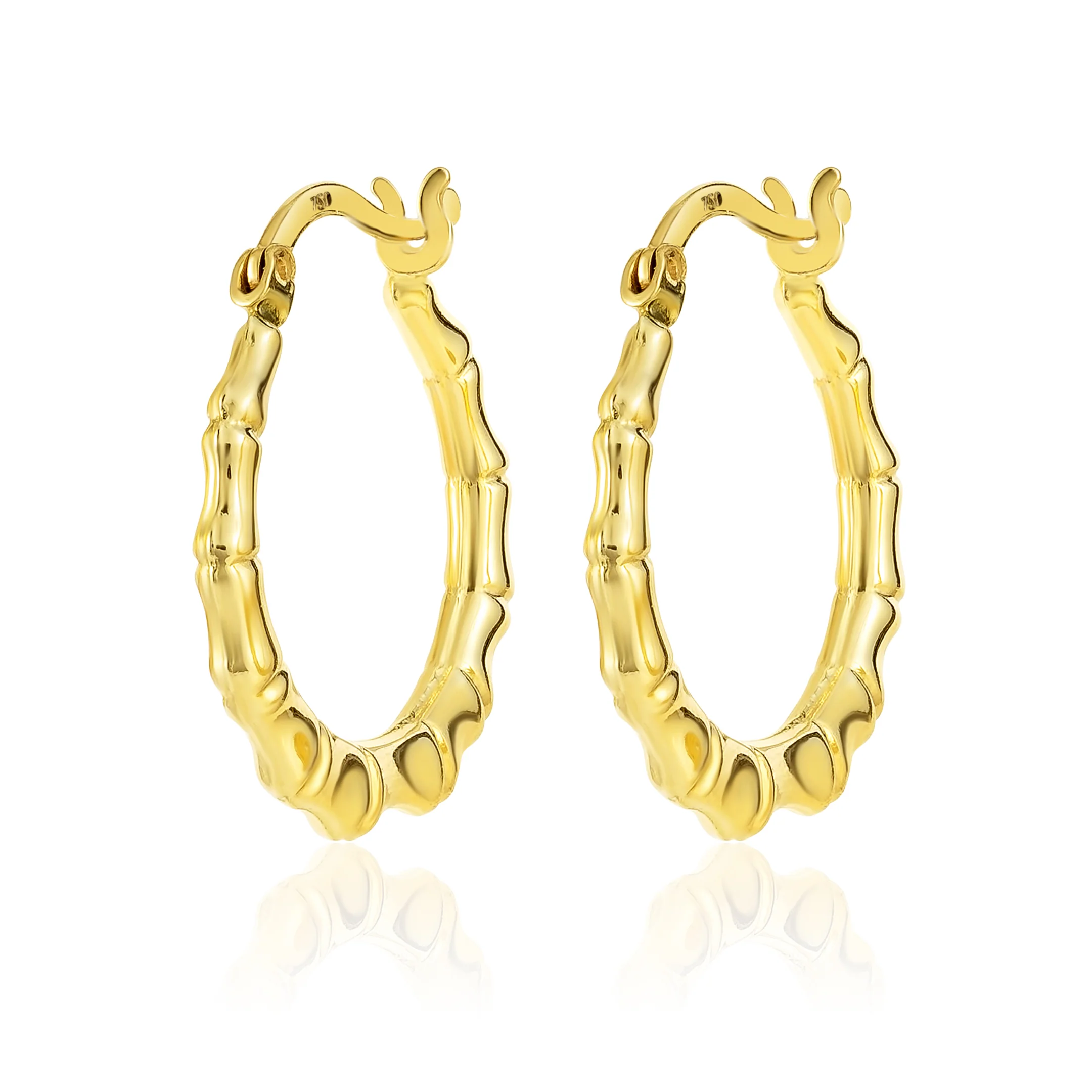 18K Pure Gold Round Loop Earring Set - Image 2