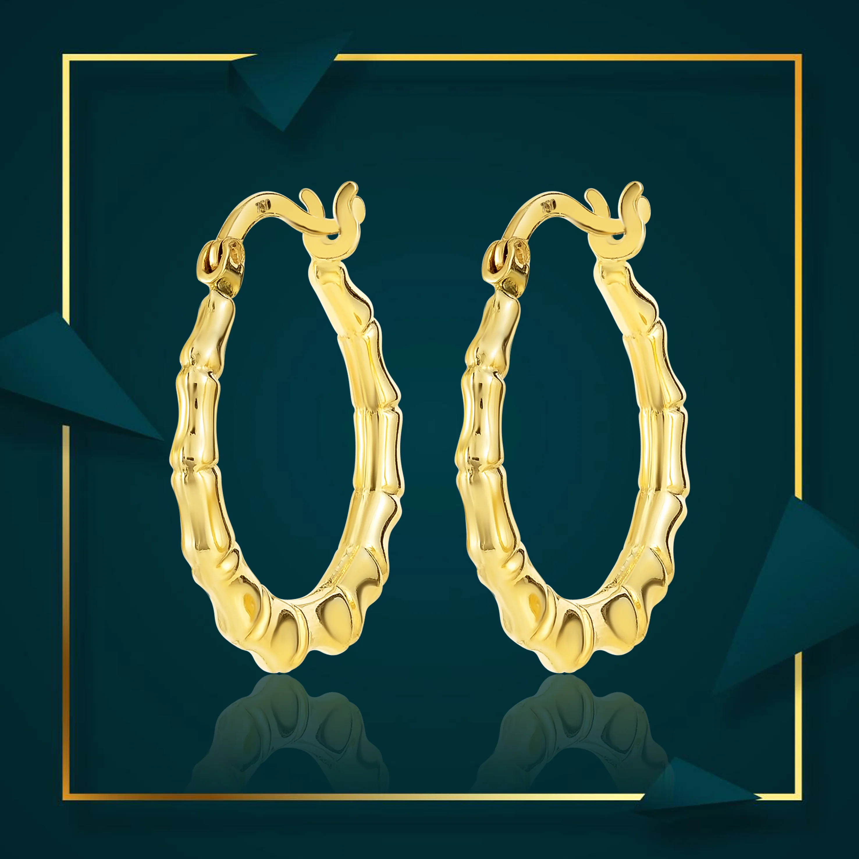 18K Pure Gold Round Loop Earring Set - Image 3