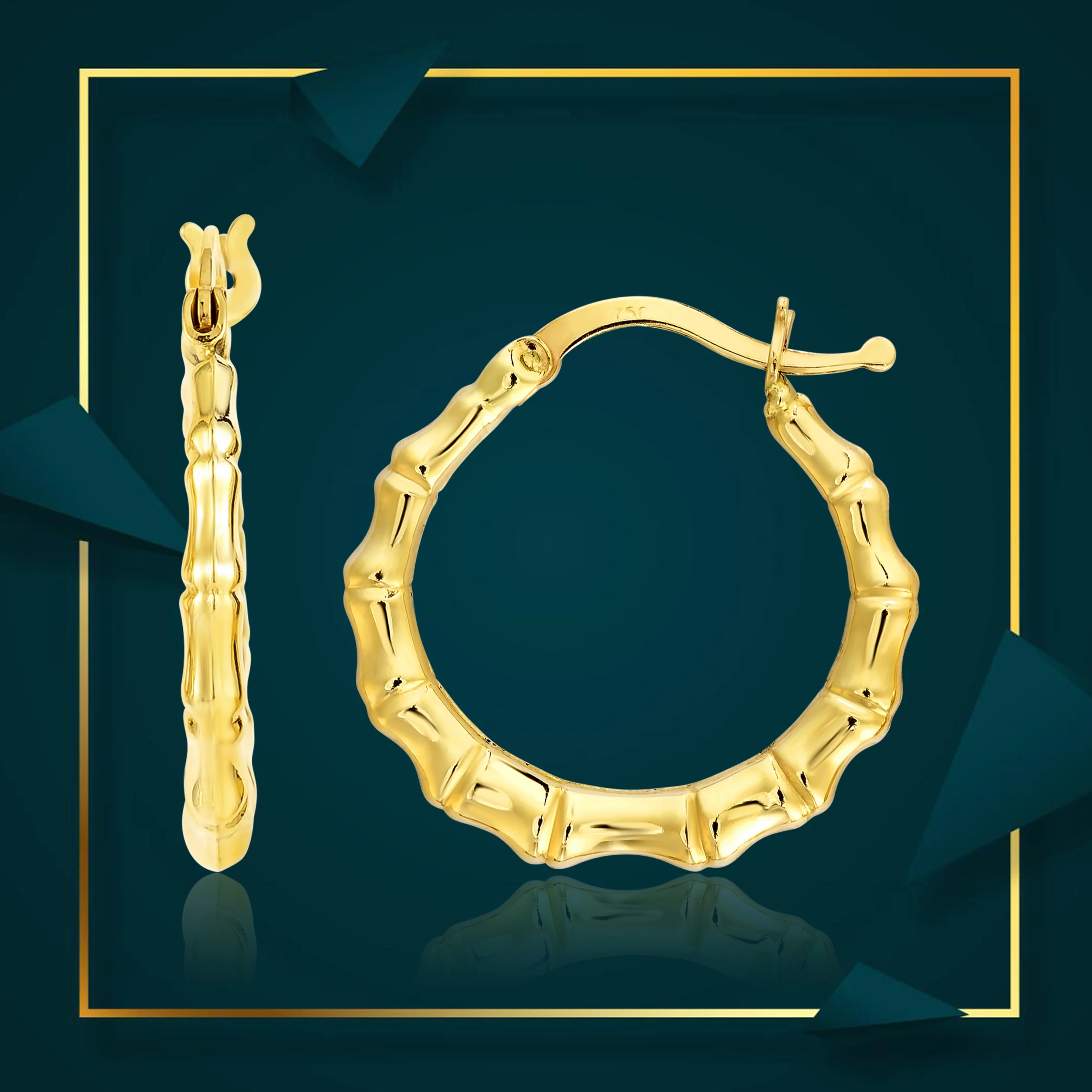 18K Pure Gold Round Loop Earring Set - Image 4