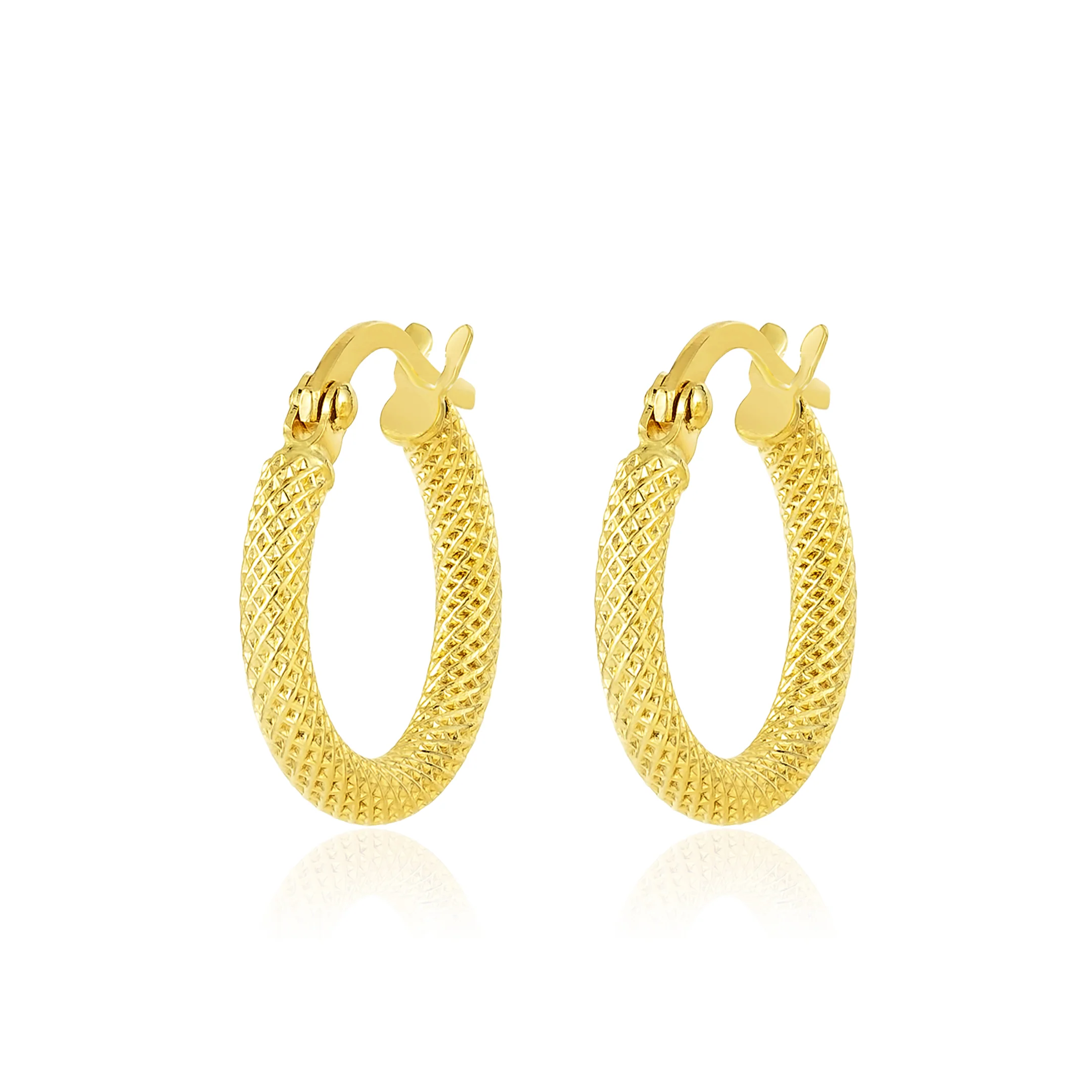 18K Pure Gold Round Loop Earring Set - Image 2