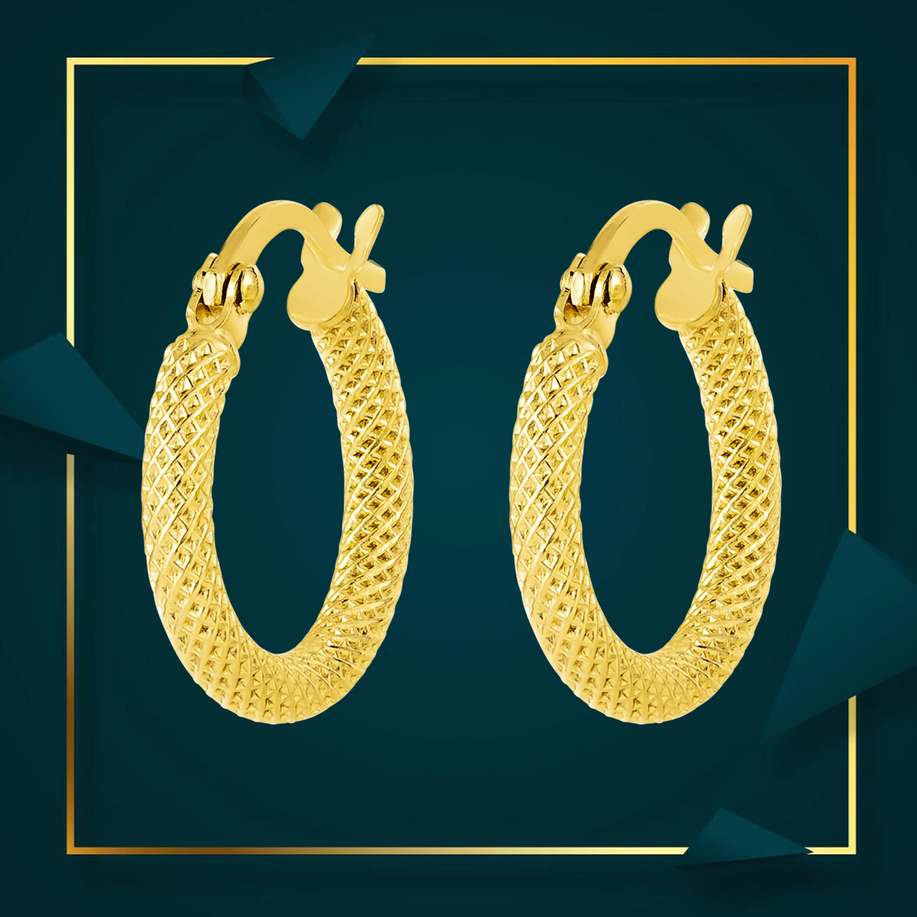 18K Pure Gold Round Loop Earring Set - Image 3