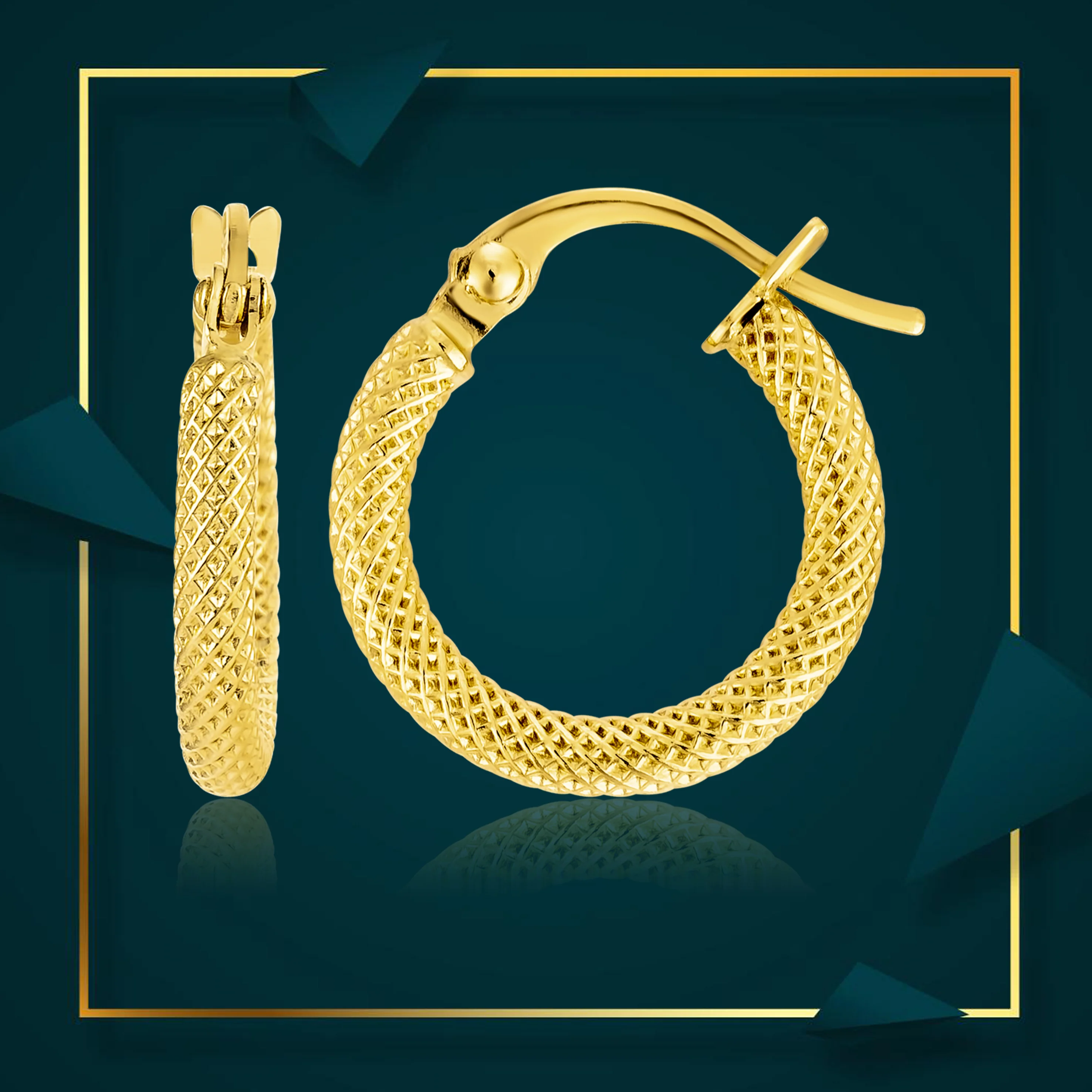 18K Pure Gold Round Loop Earring Set - Image 4