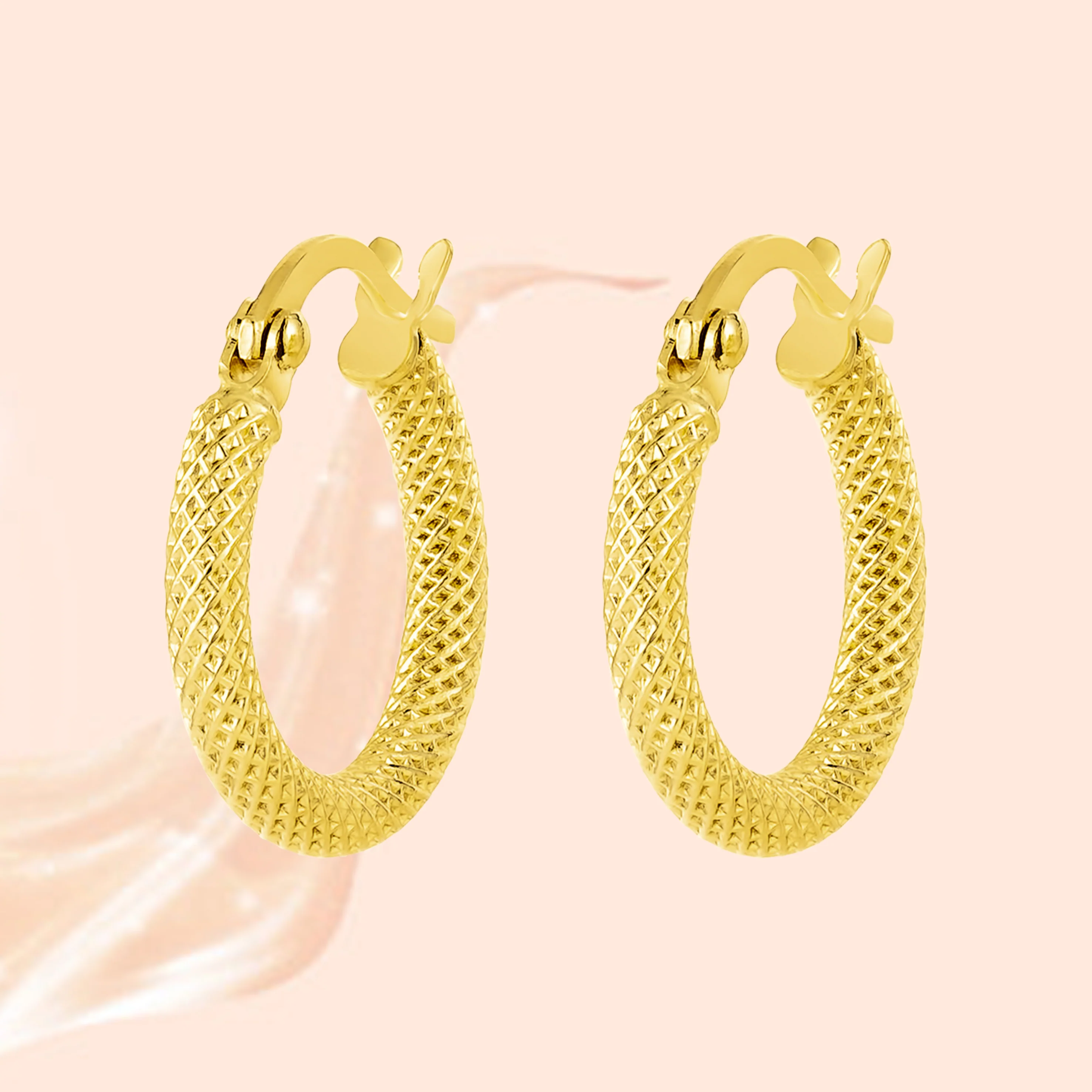 18K Pure Gold Round Loop Earring Set - Image 6