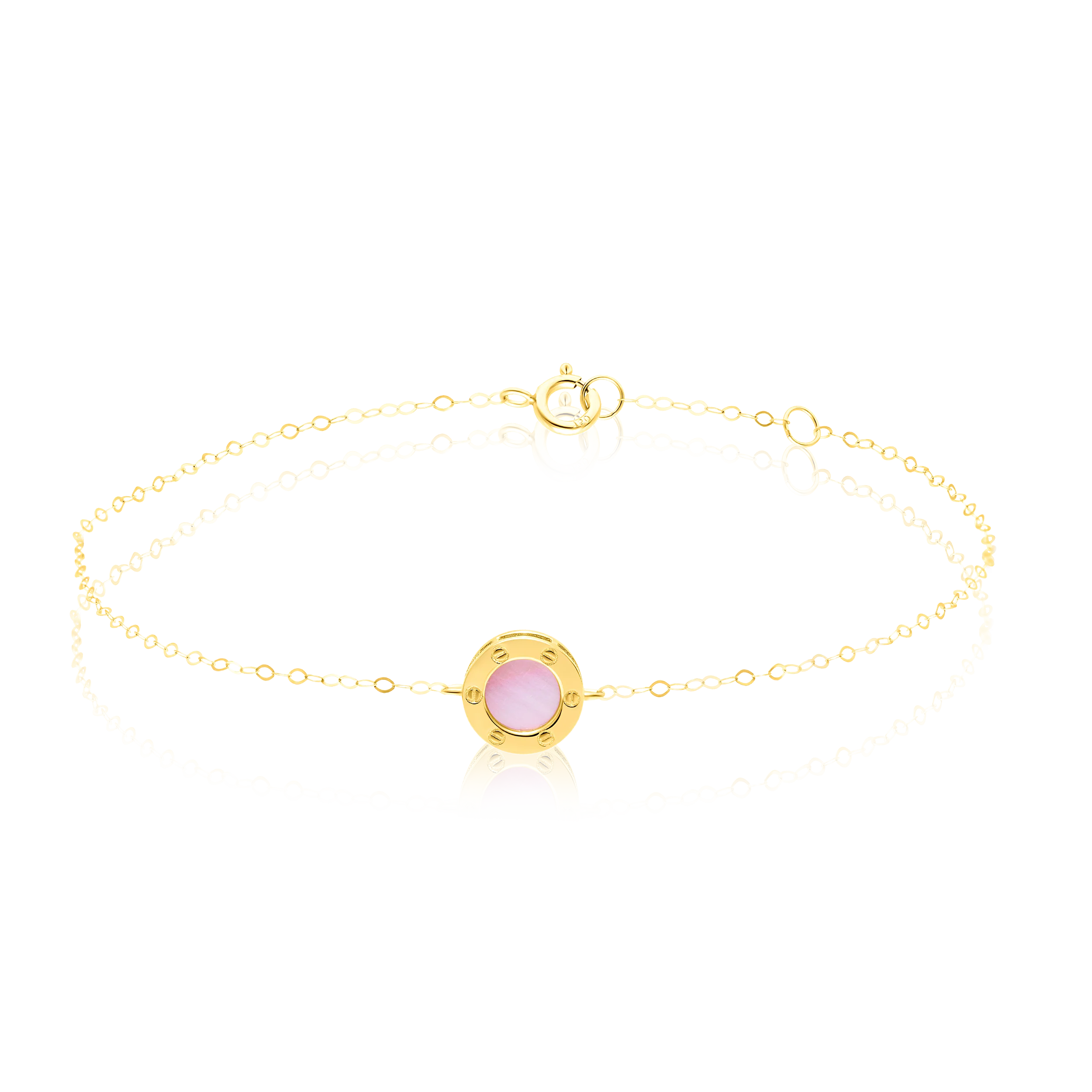18K Pure Gold Round Pink Bracelet Talagold