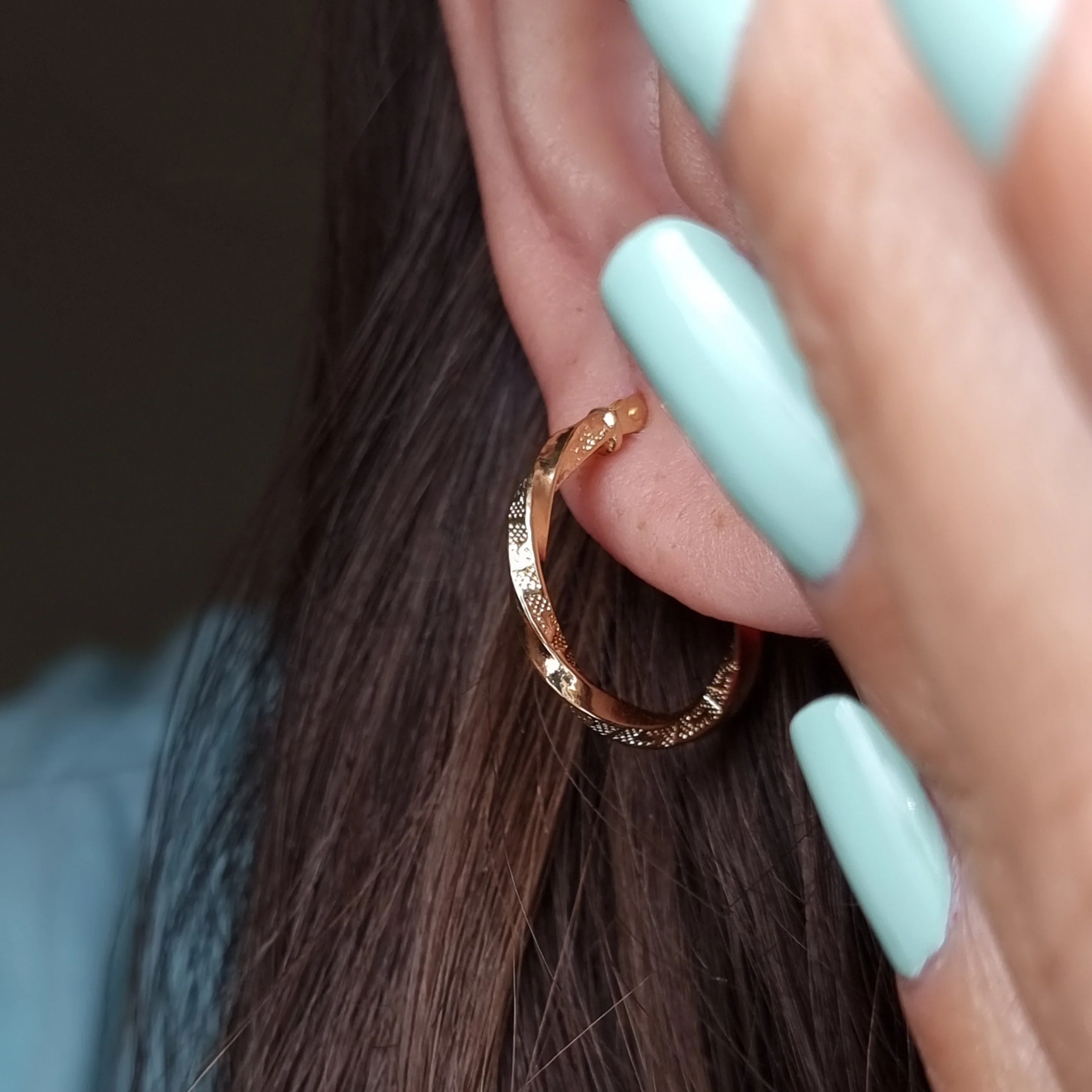 18K Pure Gold Round Twisted Earring Set - Image 2