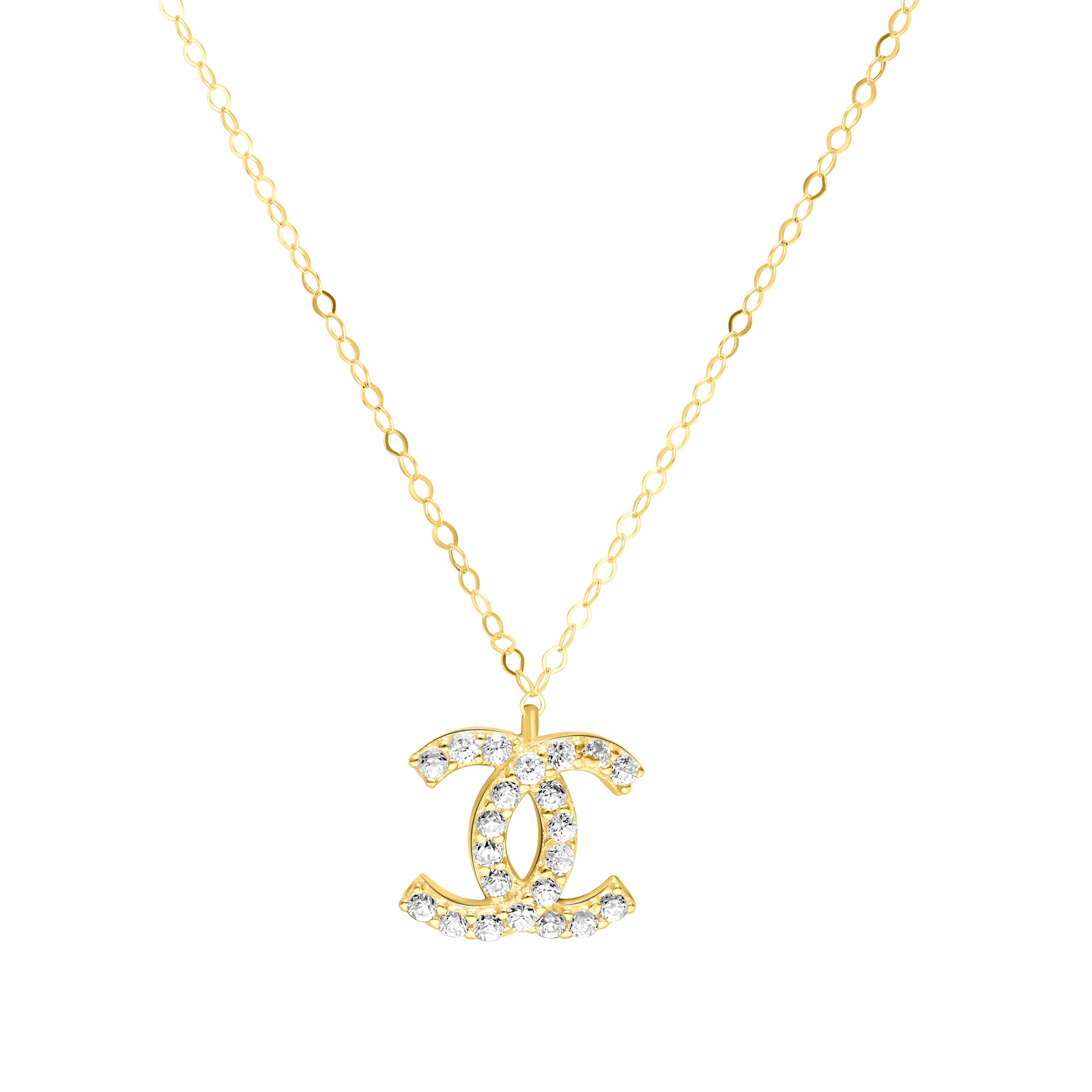 18K Pure Gold Stone C.H Necklace Talagold