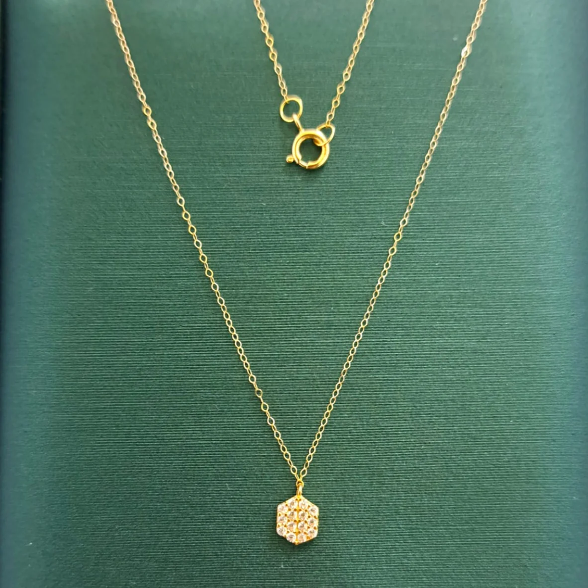 18K Pure Gold Stone Necklace