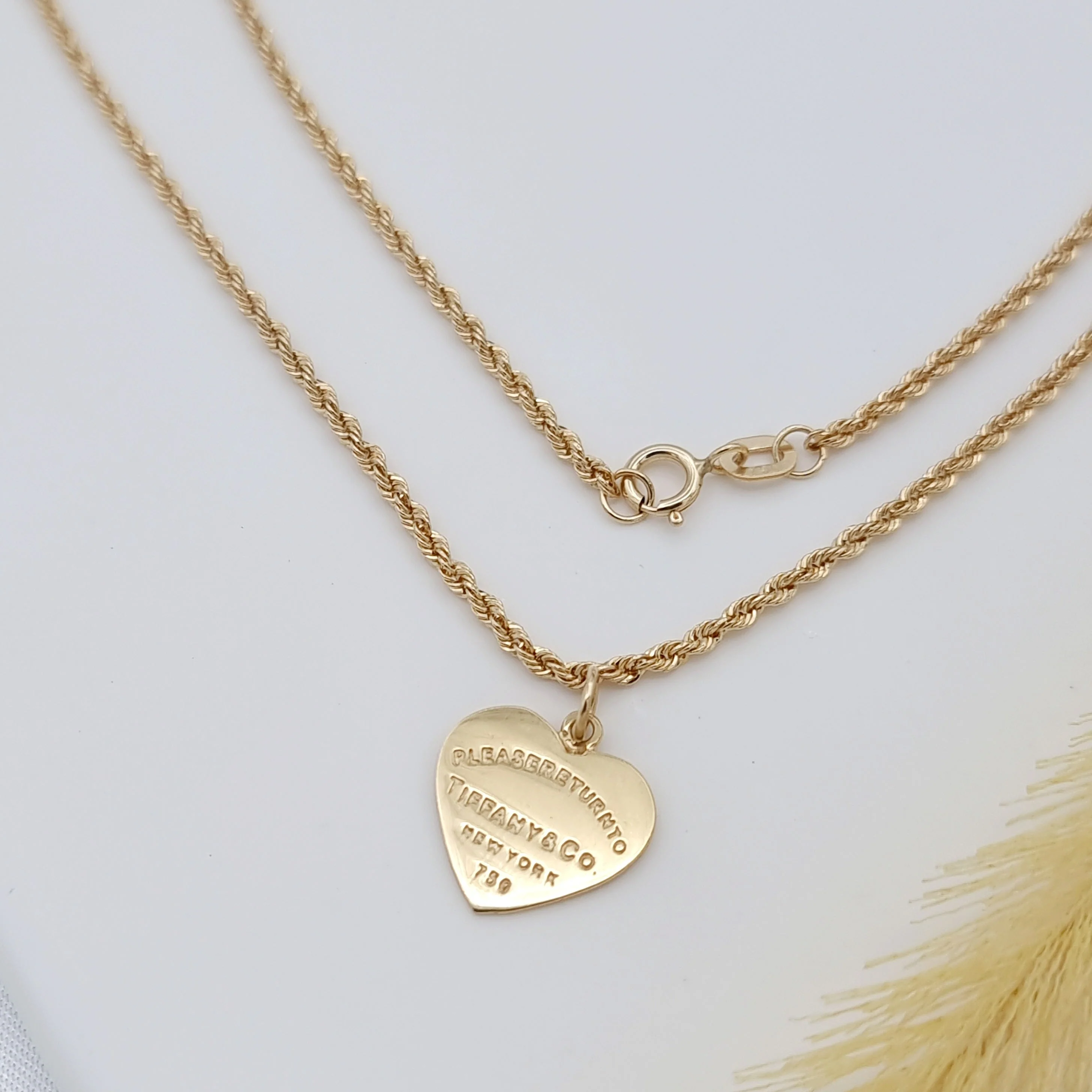 18K Pure Gold T.F Heart Necklace - Image 2