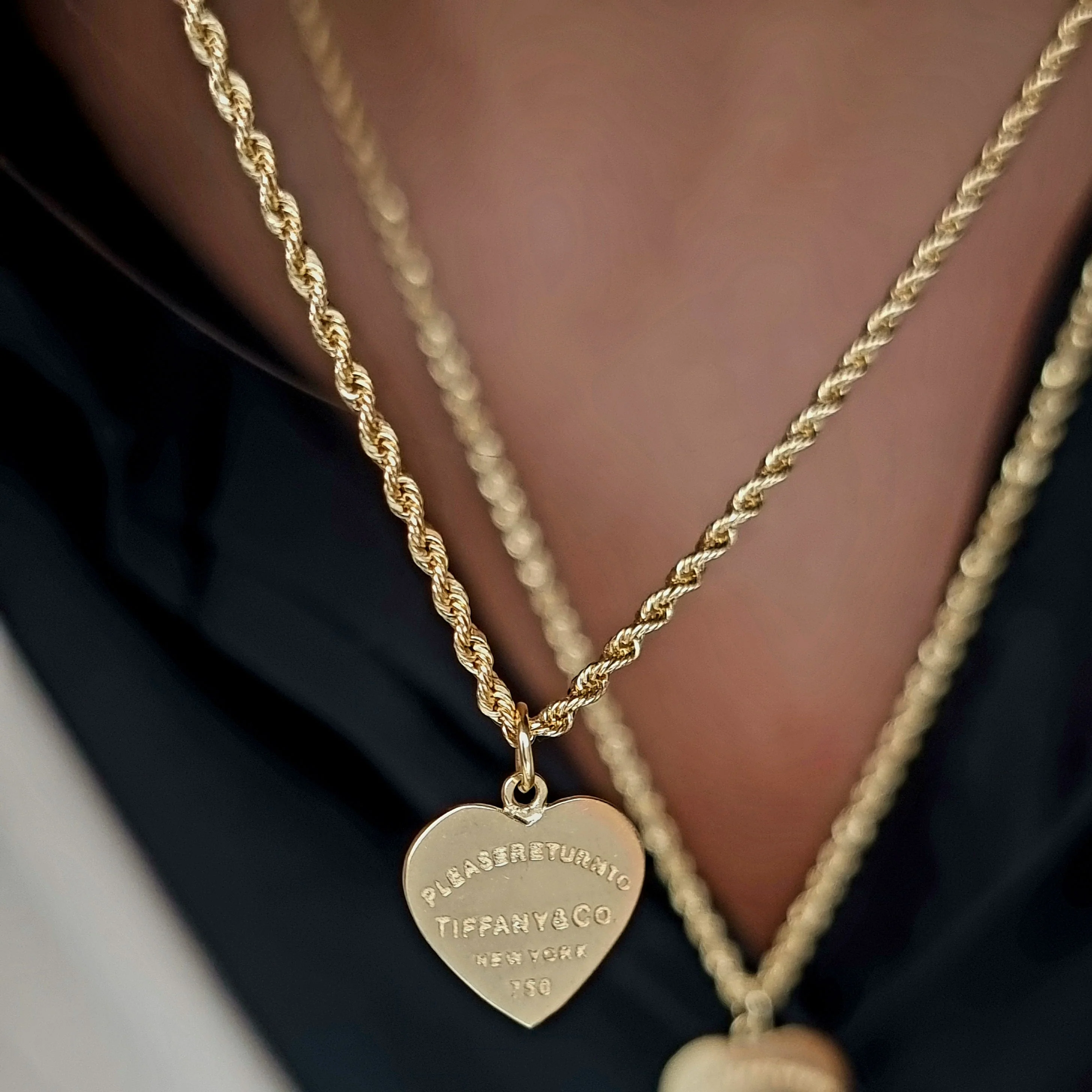 18K Pure Gold T.F Heart Necklace - Image 4