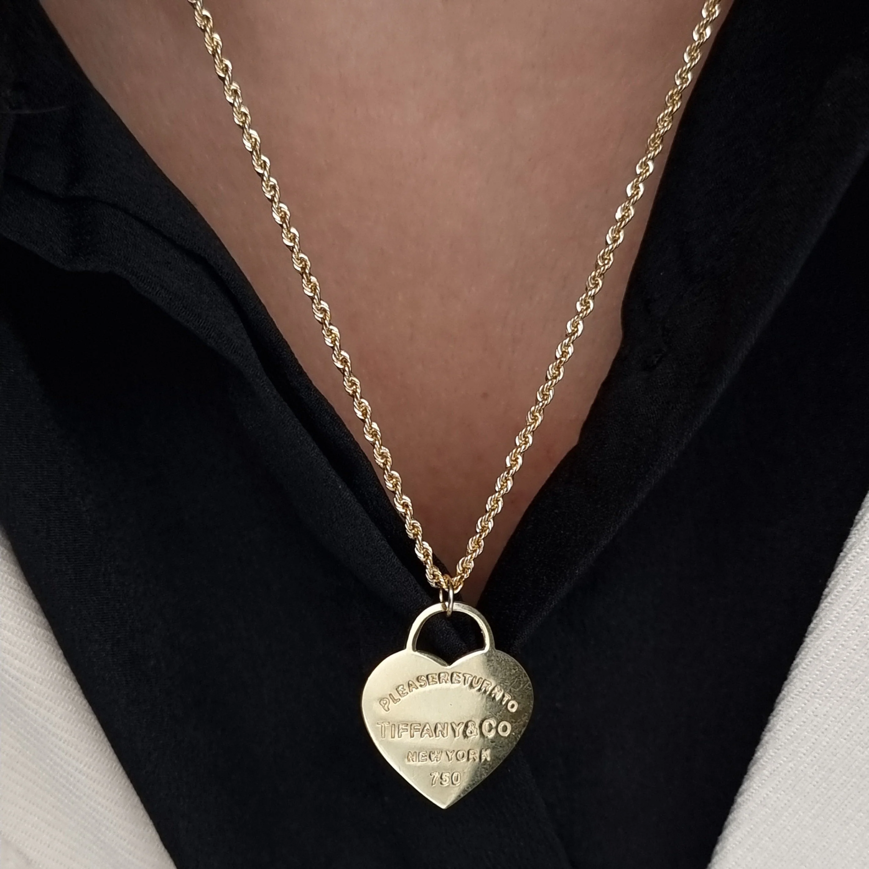 18K Pure Gold T.F Heart Necklace - Image 3