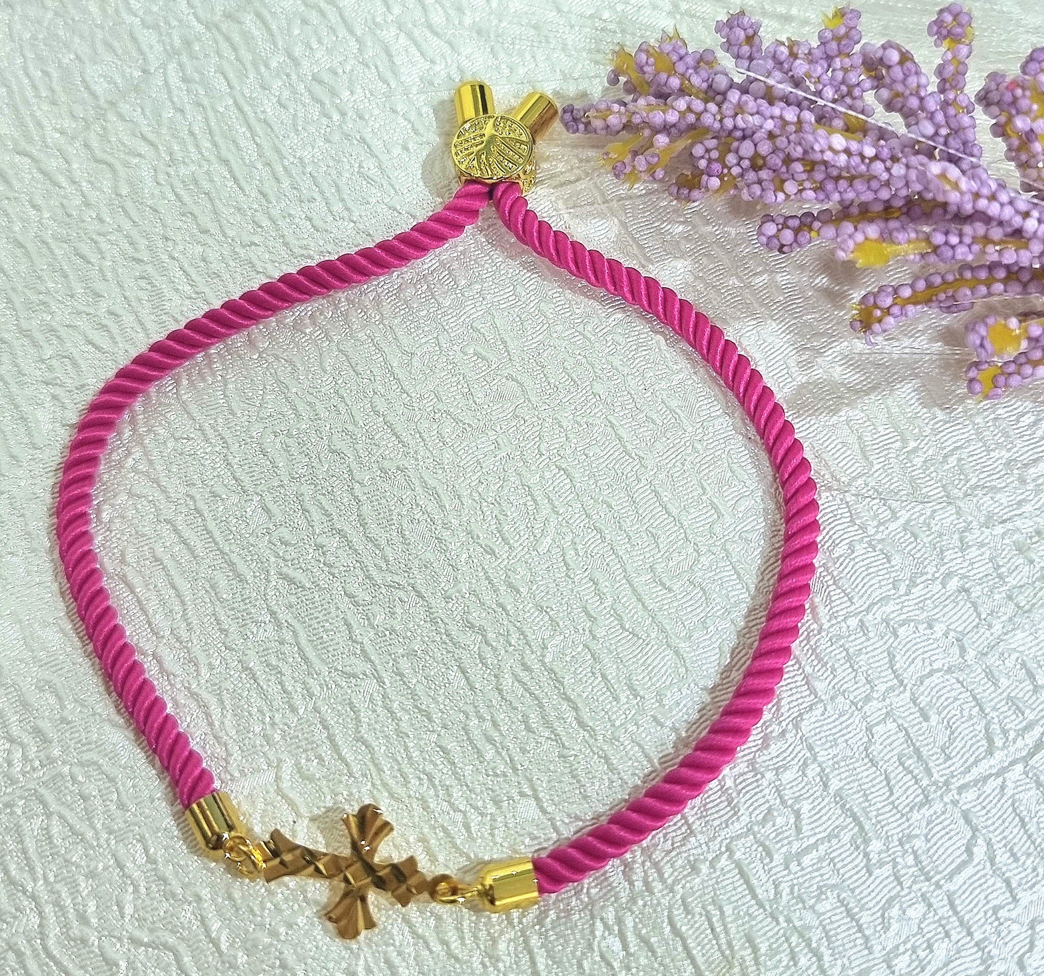 18K Pure Gold Thread Cross Bracelet - Image 3