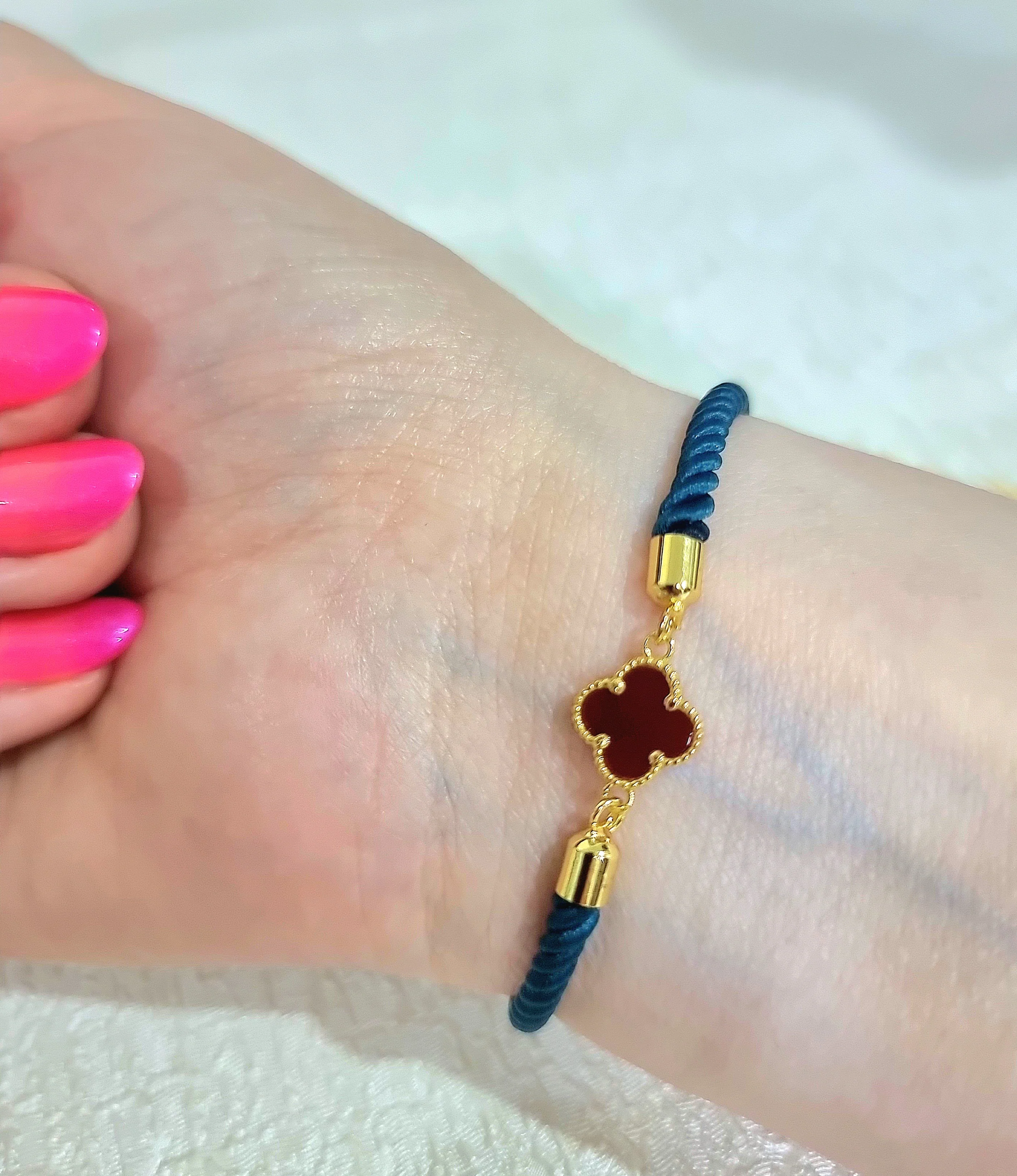 18K Pure Gold Thread V.C Flower Bracelet - Image 4