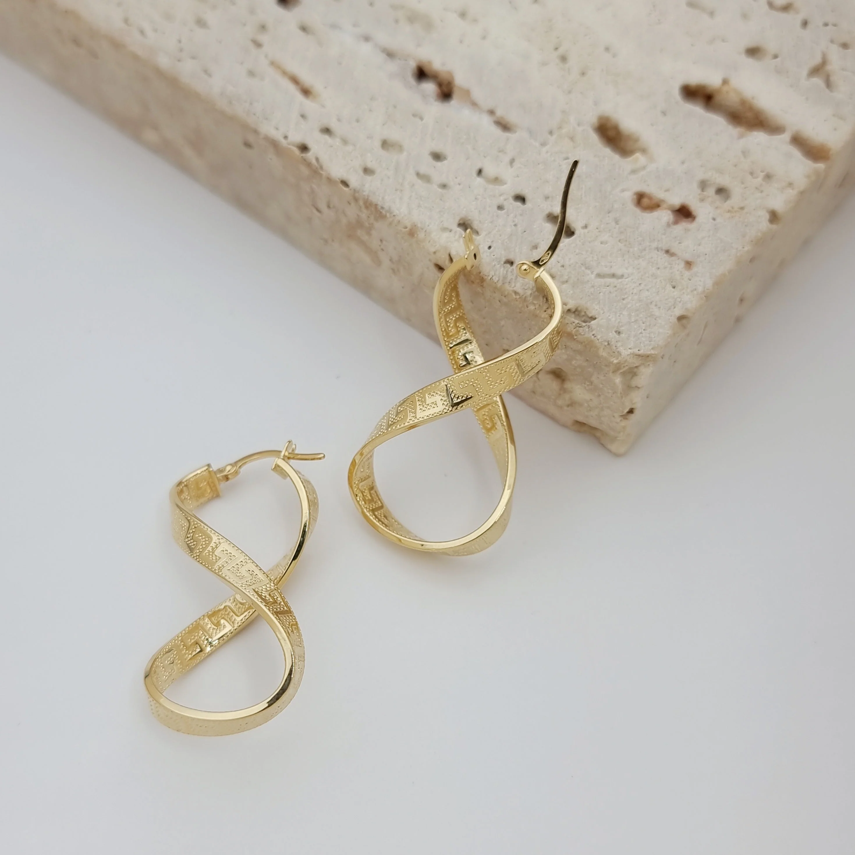 18K Pure Gold Twisted Infinity Earring Set - Image 2