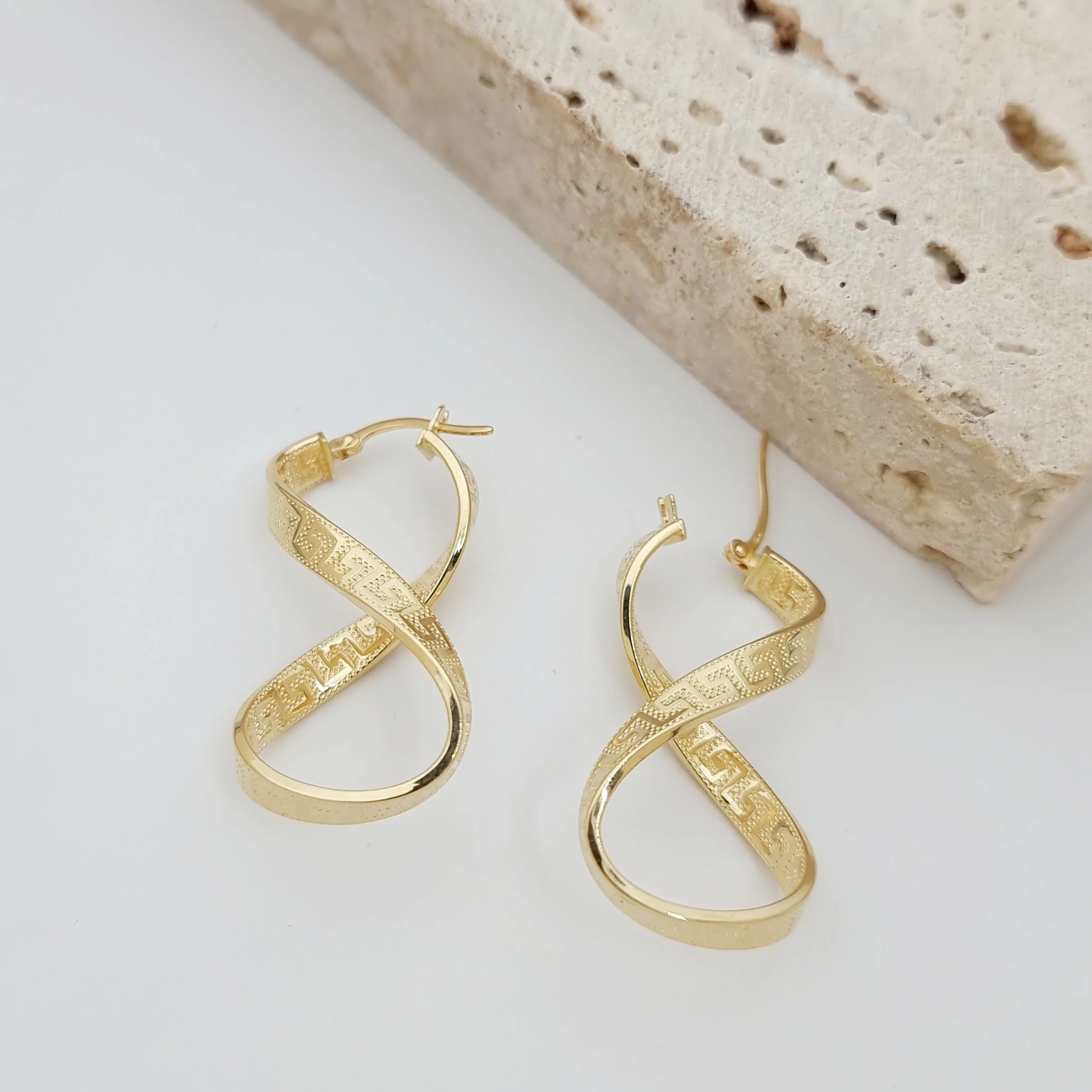 18K Pure Gold Twisted Infinity Earring Set - Image 3