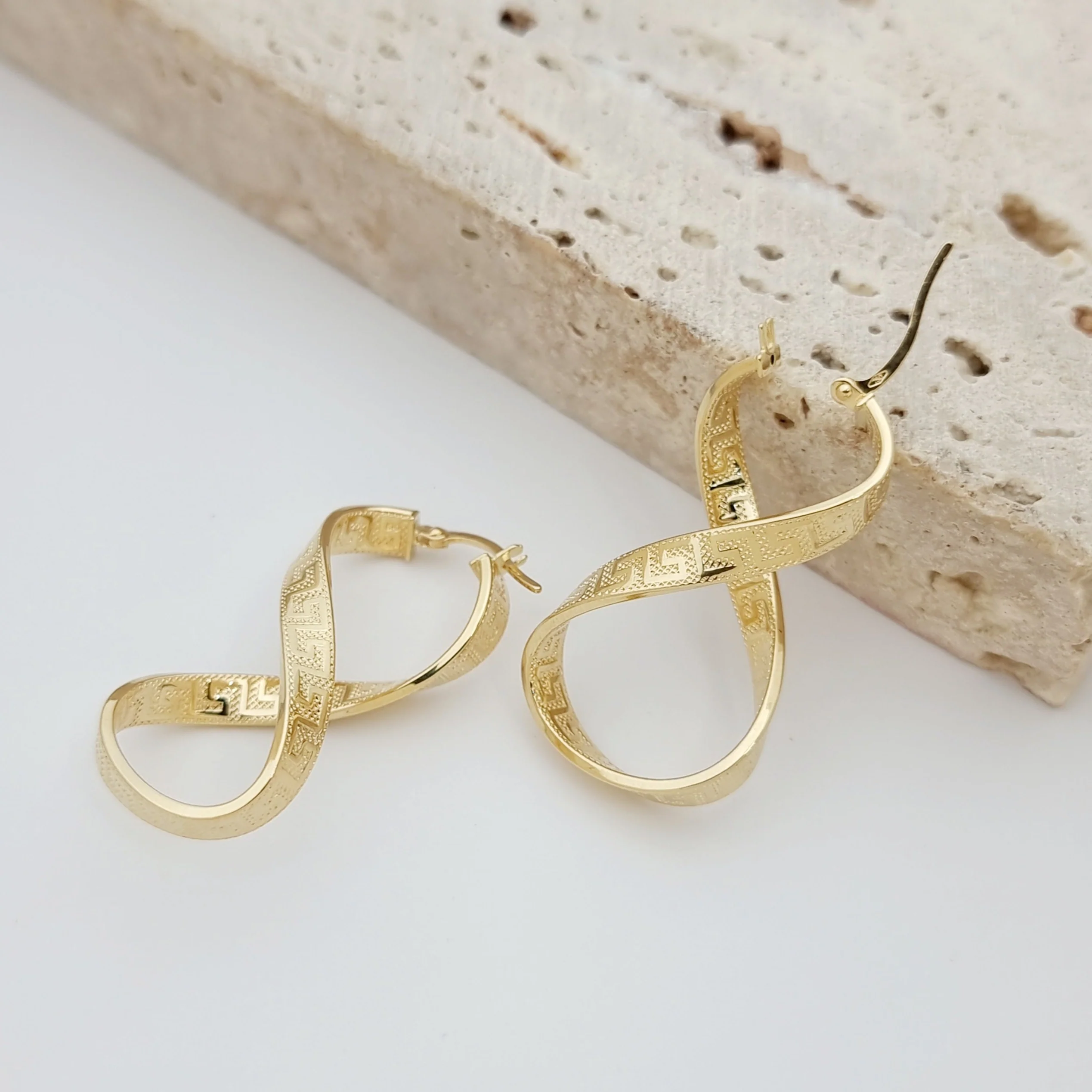 18K Pure Gold Twisted Infinity Earring Set - Image 4