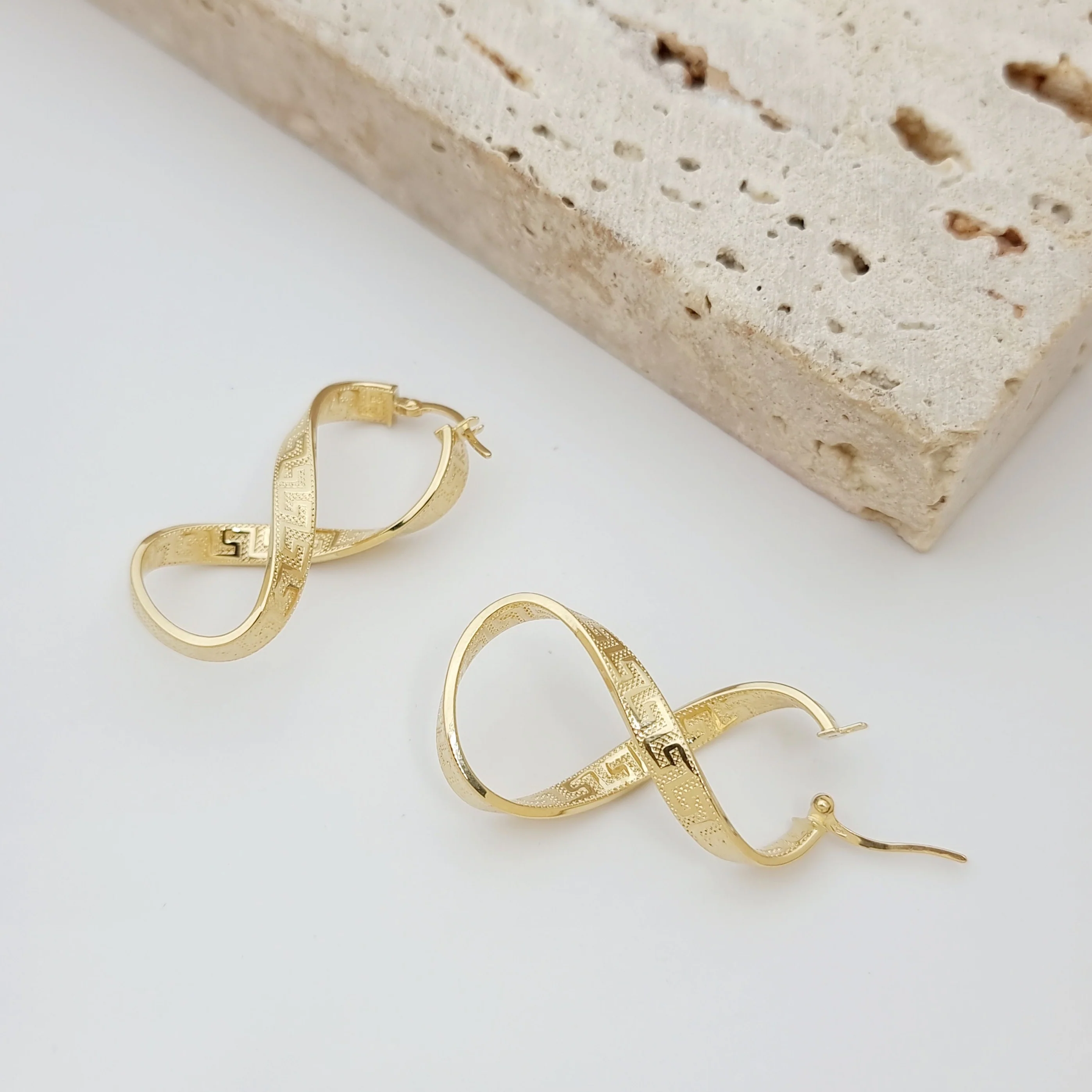 18K Pure Gold Twisted Infinity Earring Set - Image 5