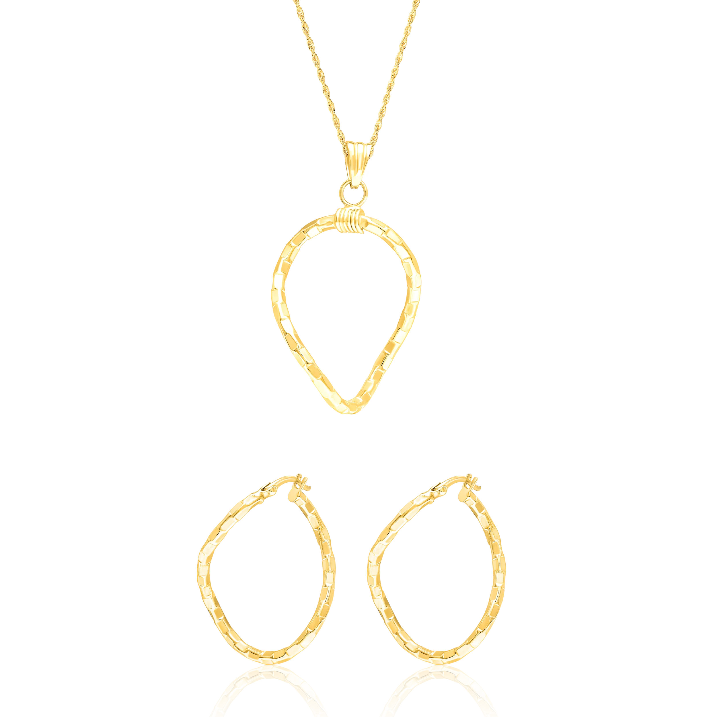 18K Pure Gold Twisted Oval Jewelry Set Talagold