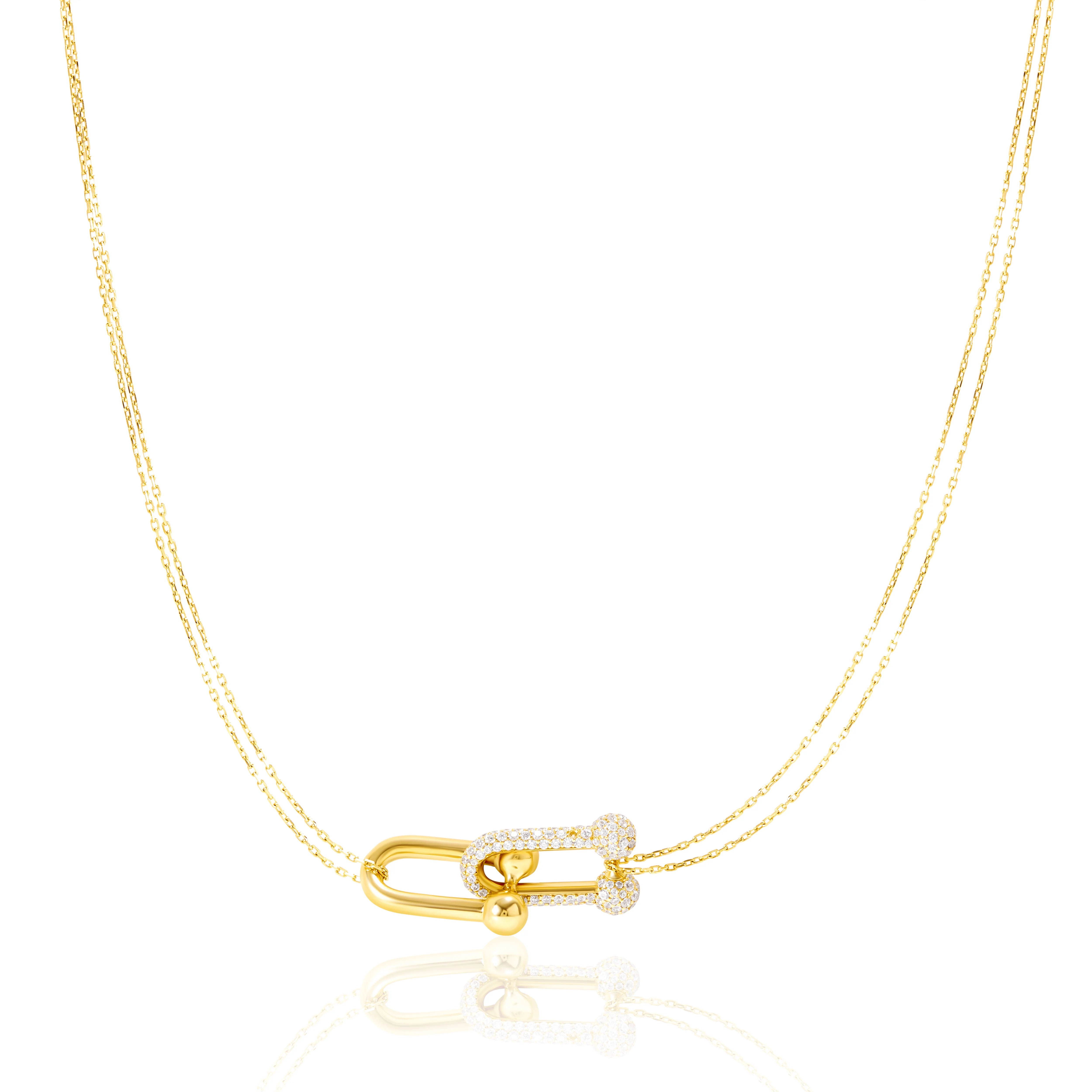 18K Pure Gold U-Link 2 Layer Necklace Talagold