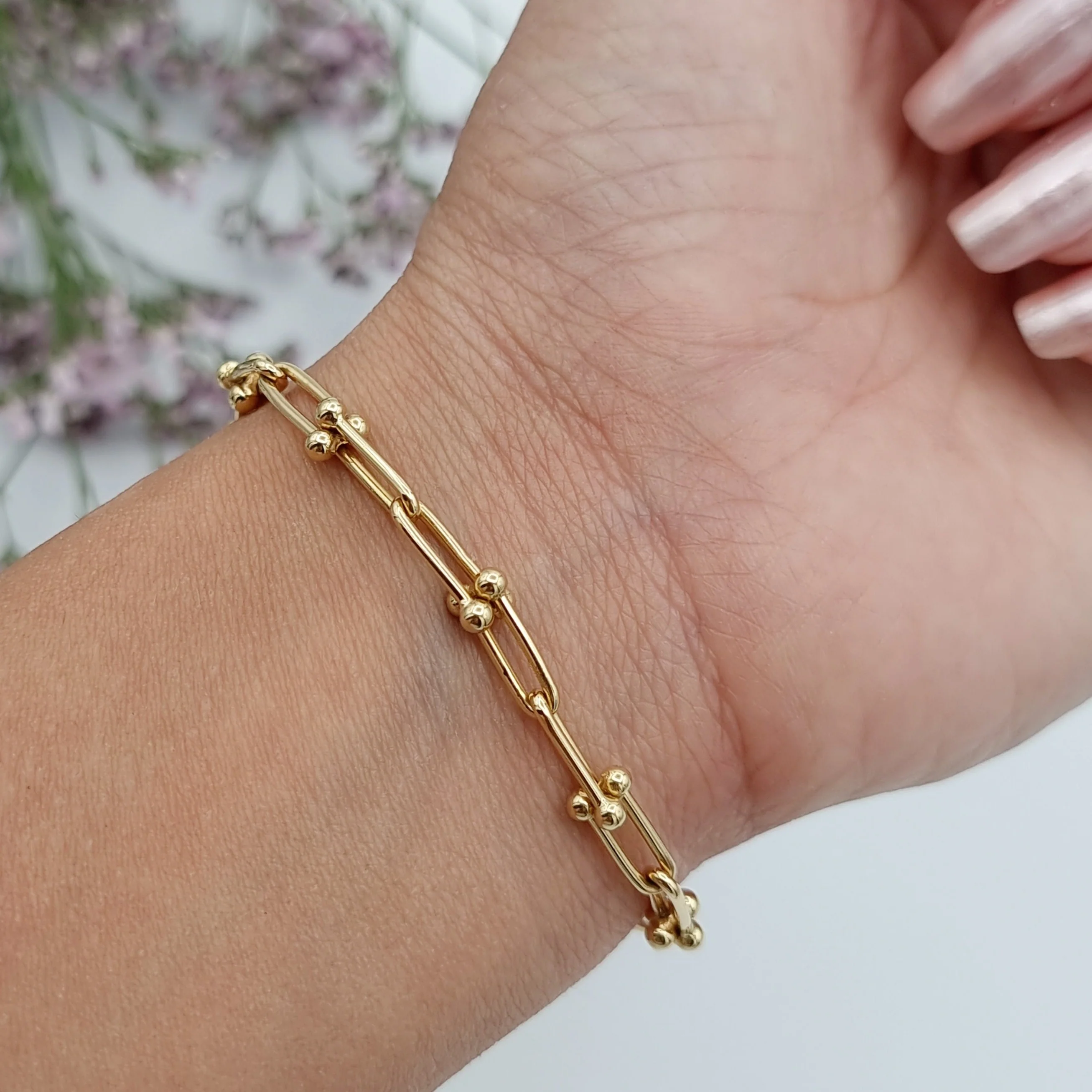 18K Pure Gold U-Link Bracelet - Image 3