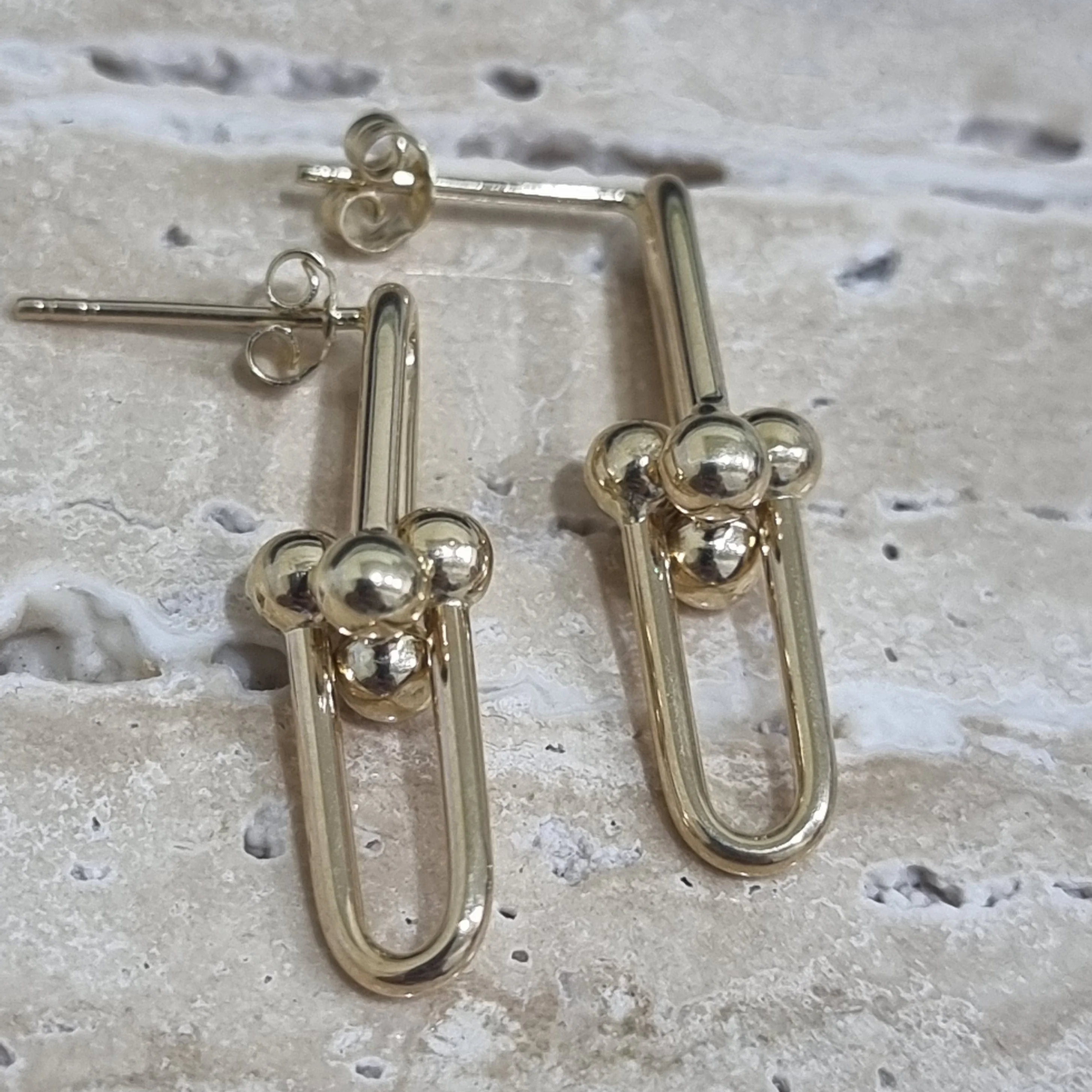 18K Pure Gold U-Link Earring Set - Image 3