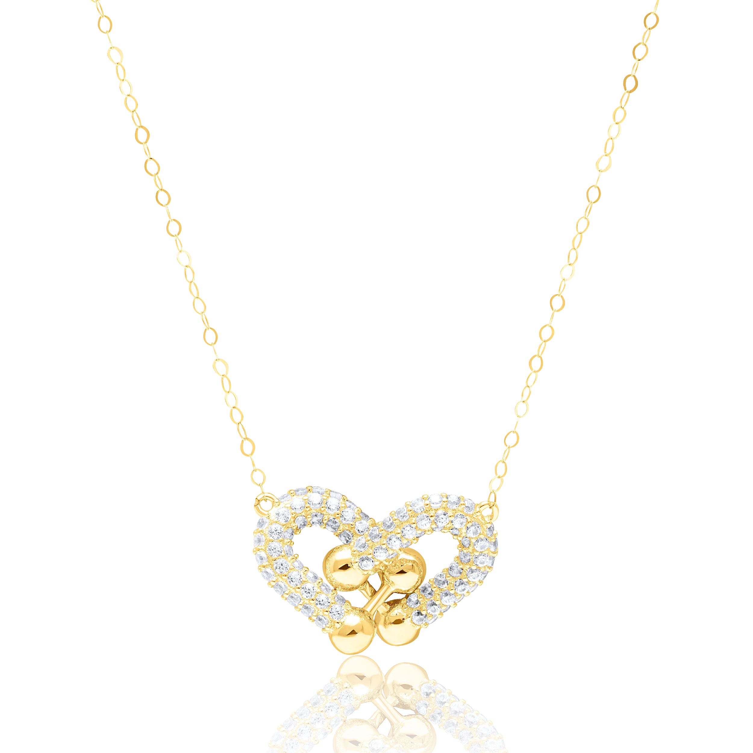 18K Pure Gold U-Linked Stone Necklace Talagold