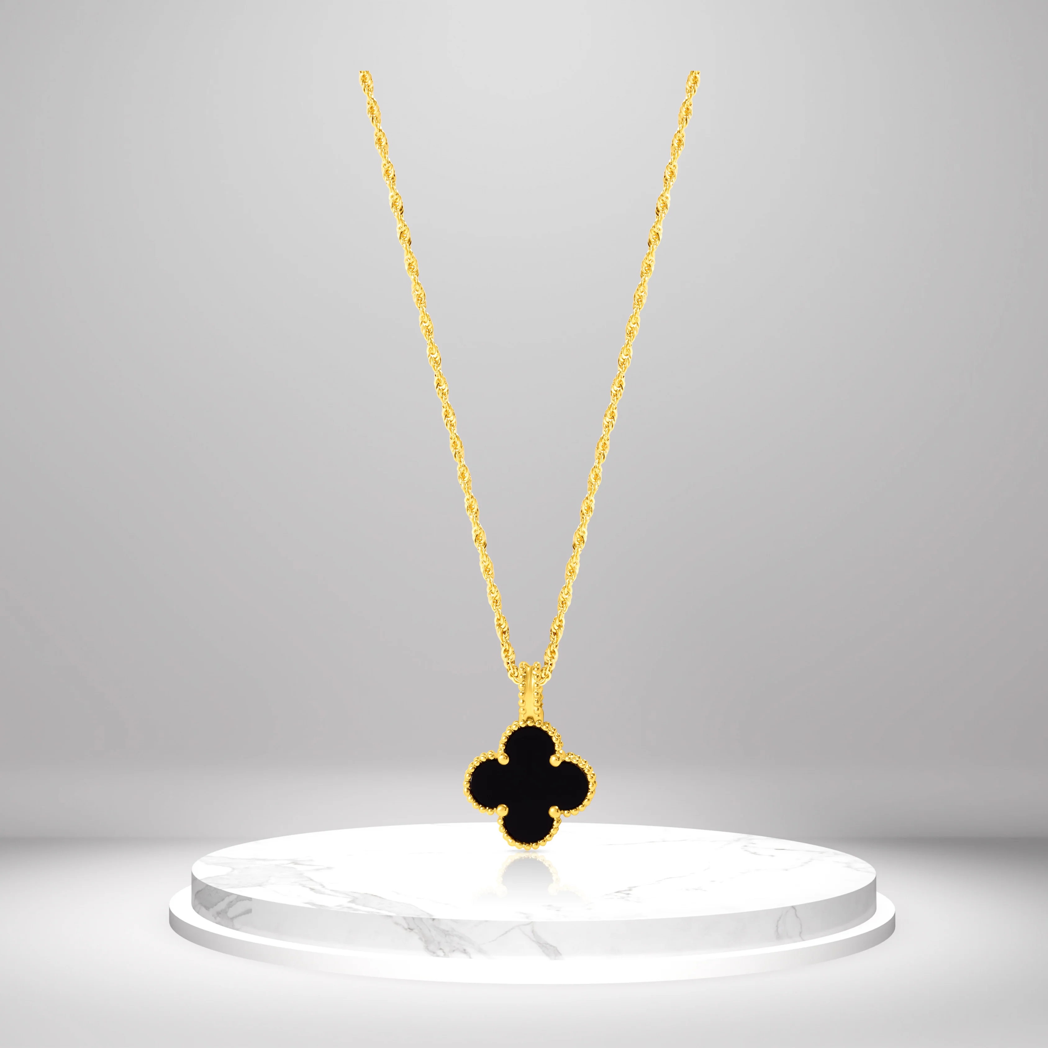 18K Pure Gold V.C Black Necklace Talagold - Image 2