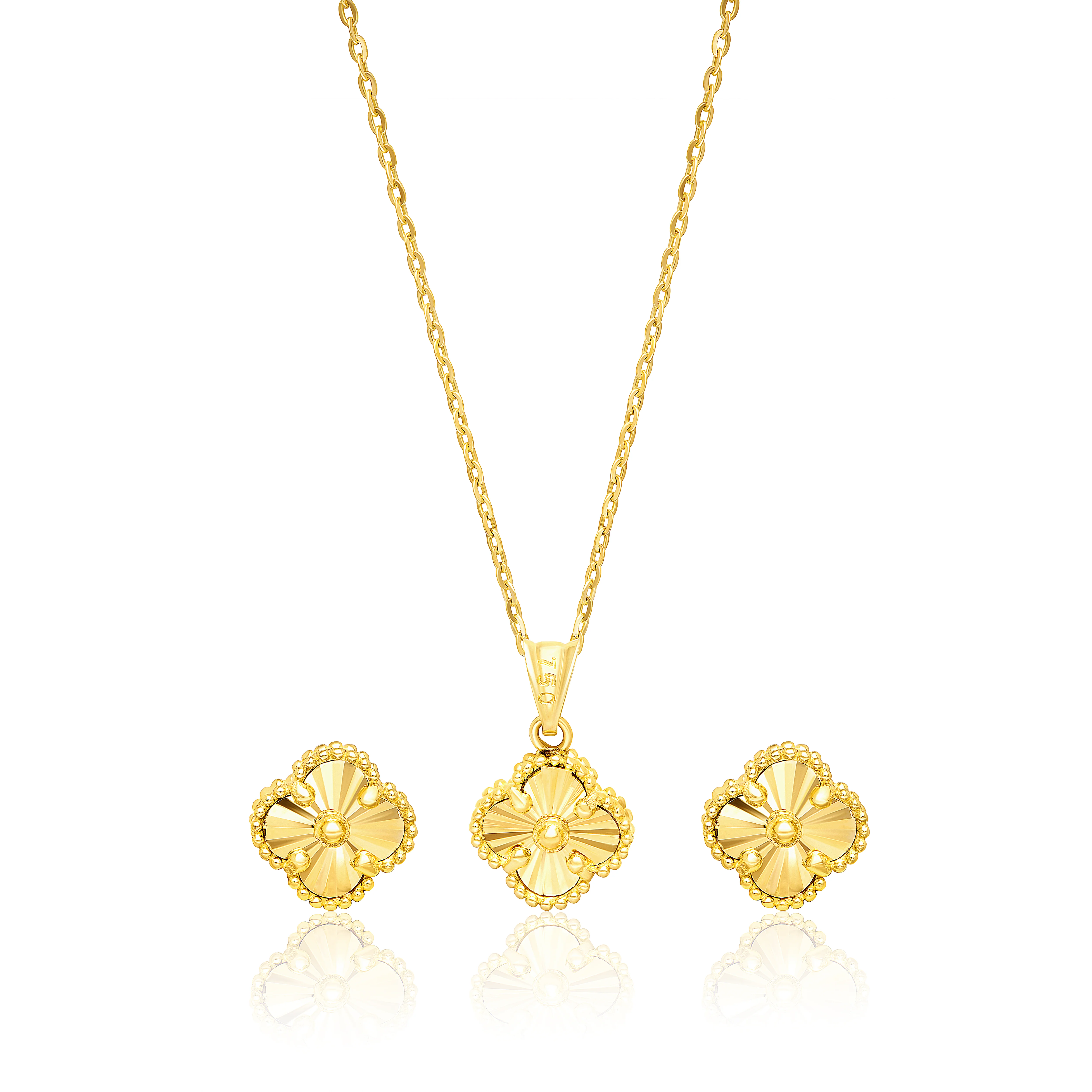 18K Pure Gold V.C Flower Jewelry Set Talagold