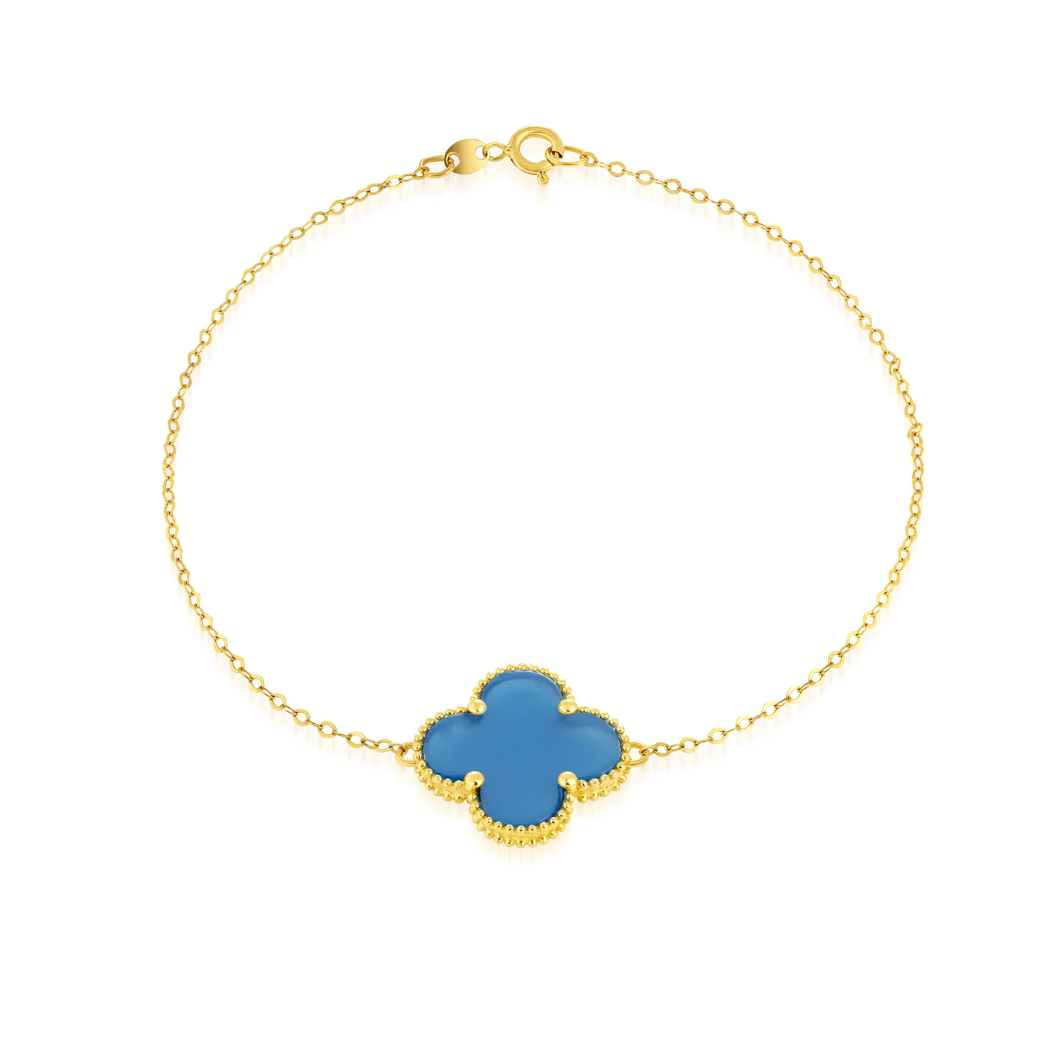 18K Pure Gold V.C Sky Blue Flower Bracelet