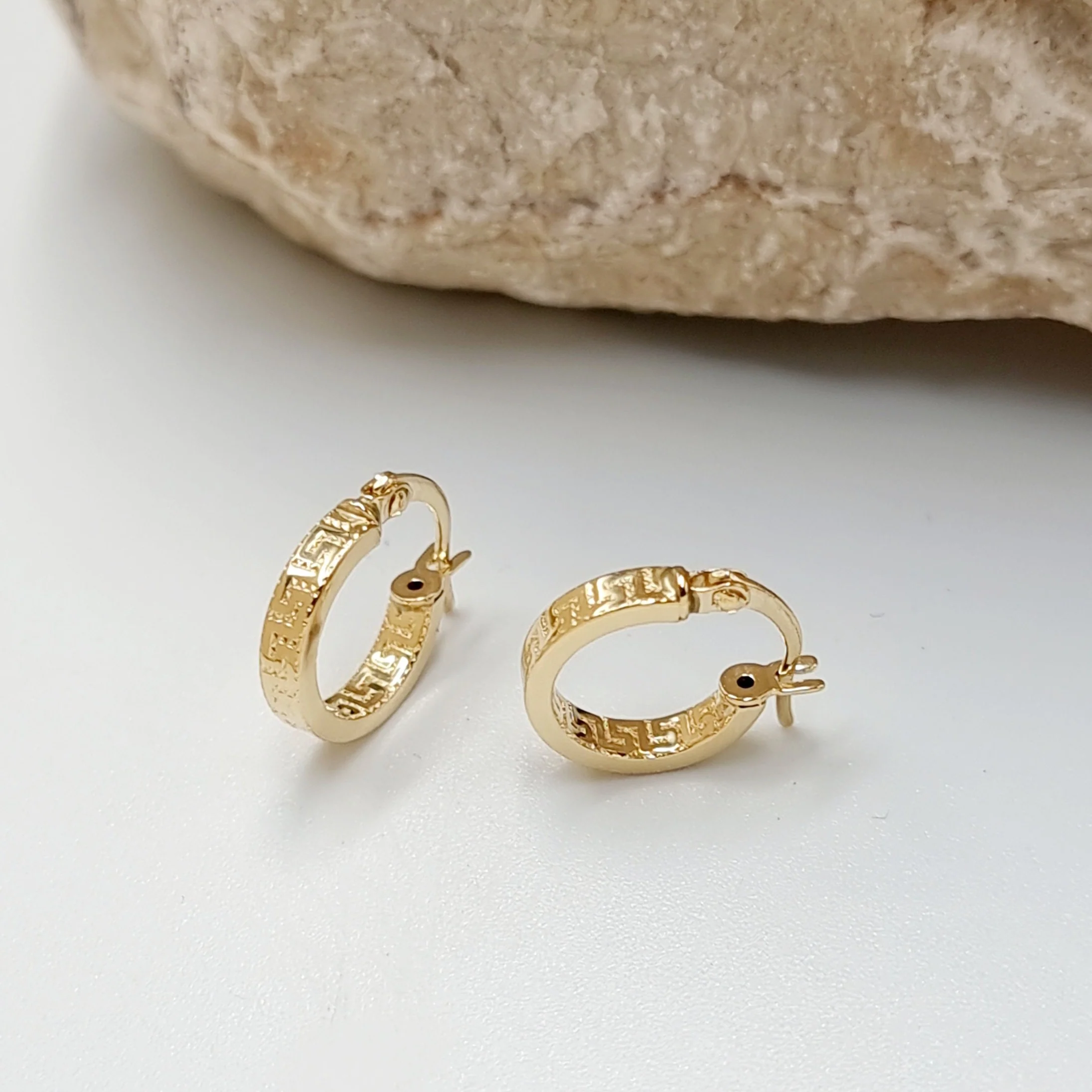 18K Pure Gold V.R.C Round Earring Set