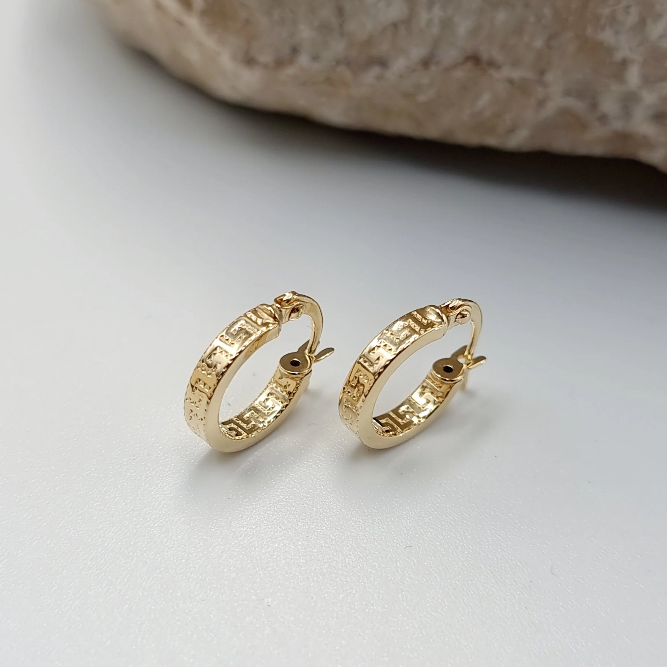 18K Pure Gold V.R.C Round Earring Set - Image 2