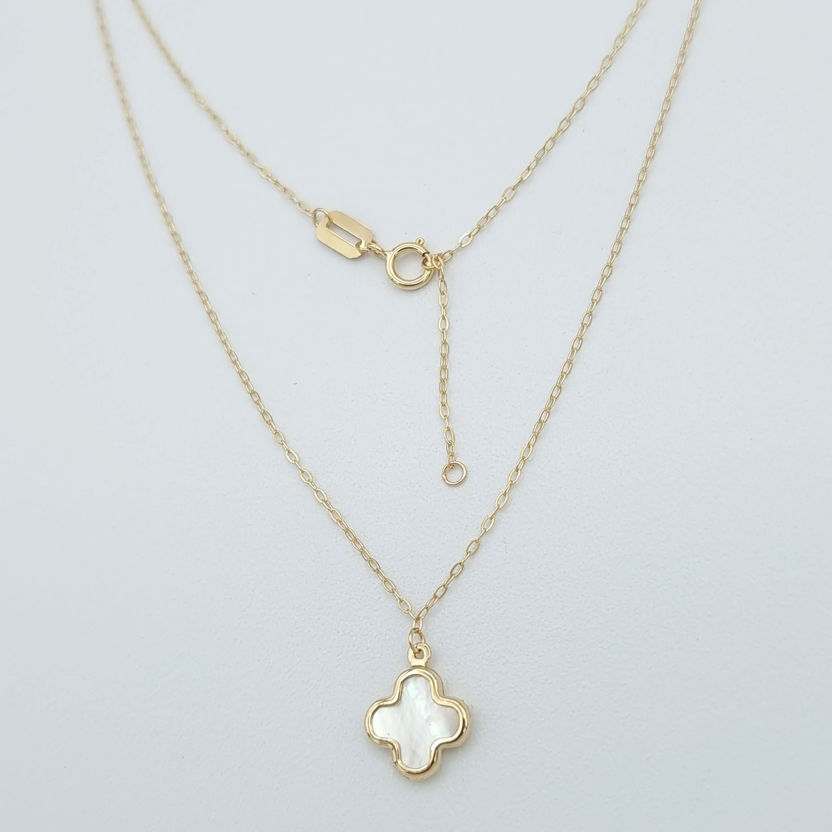 18K Pure Gold White Flower Necklace - Image 4