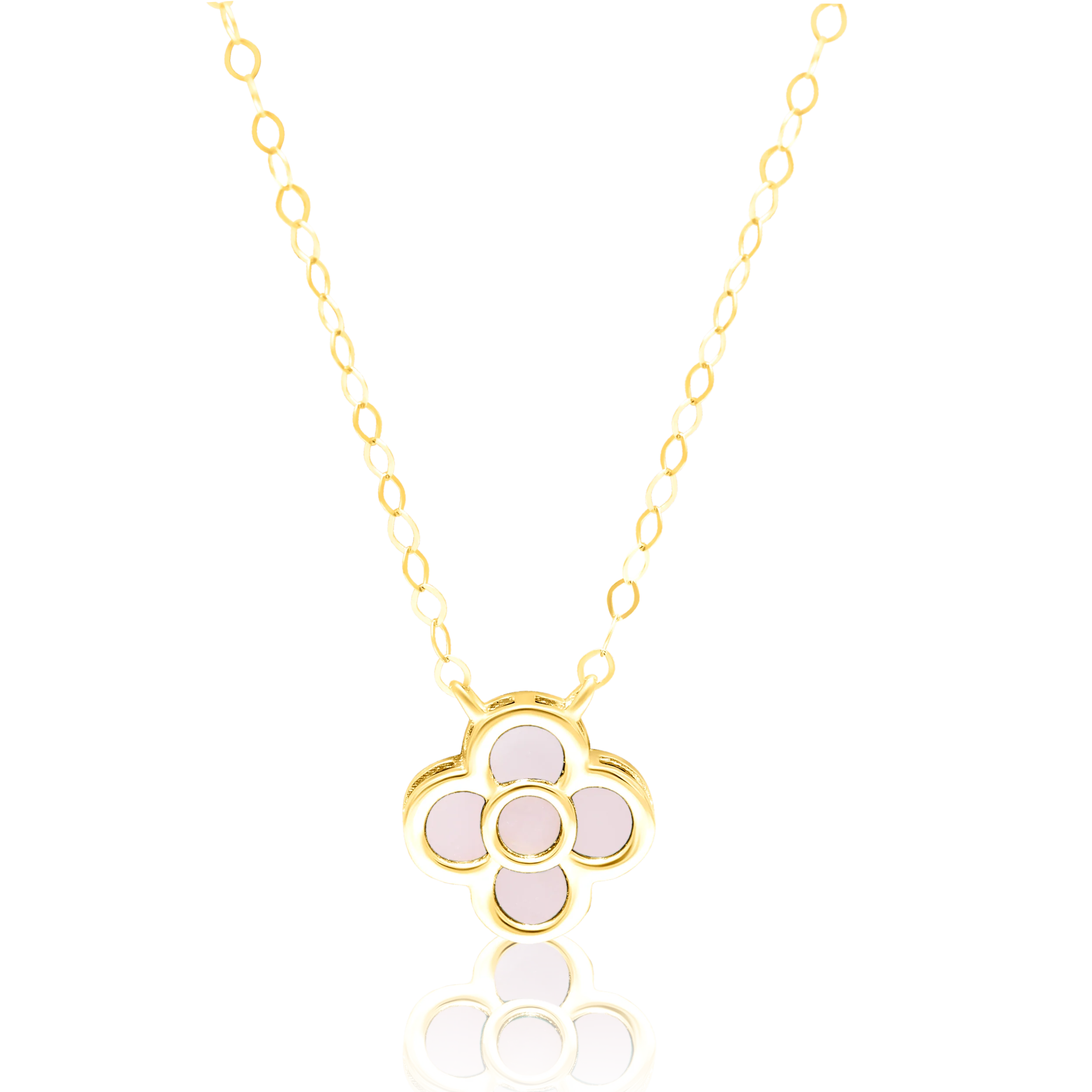 18K Pure Gold White Pink Flower Jewelry Set - Image 2