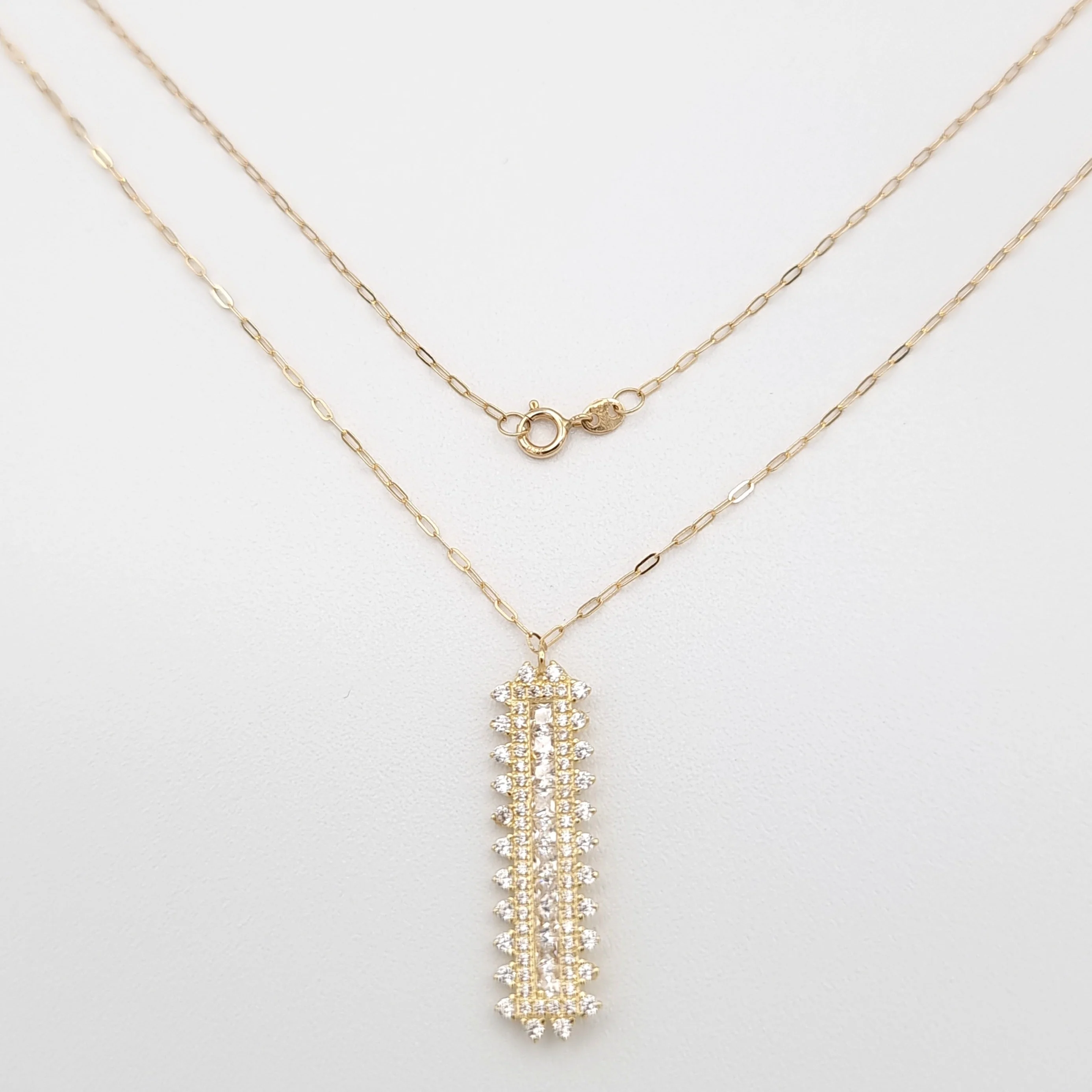 18K Pure Gold White Stone Necklace - Image 3