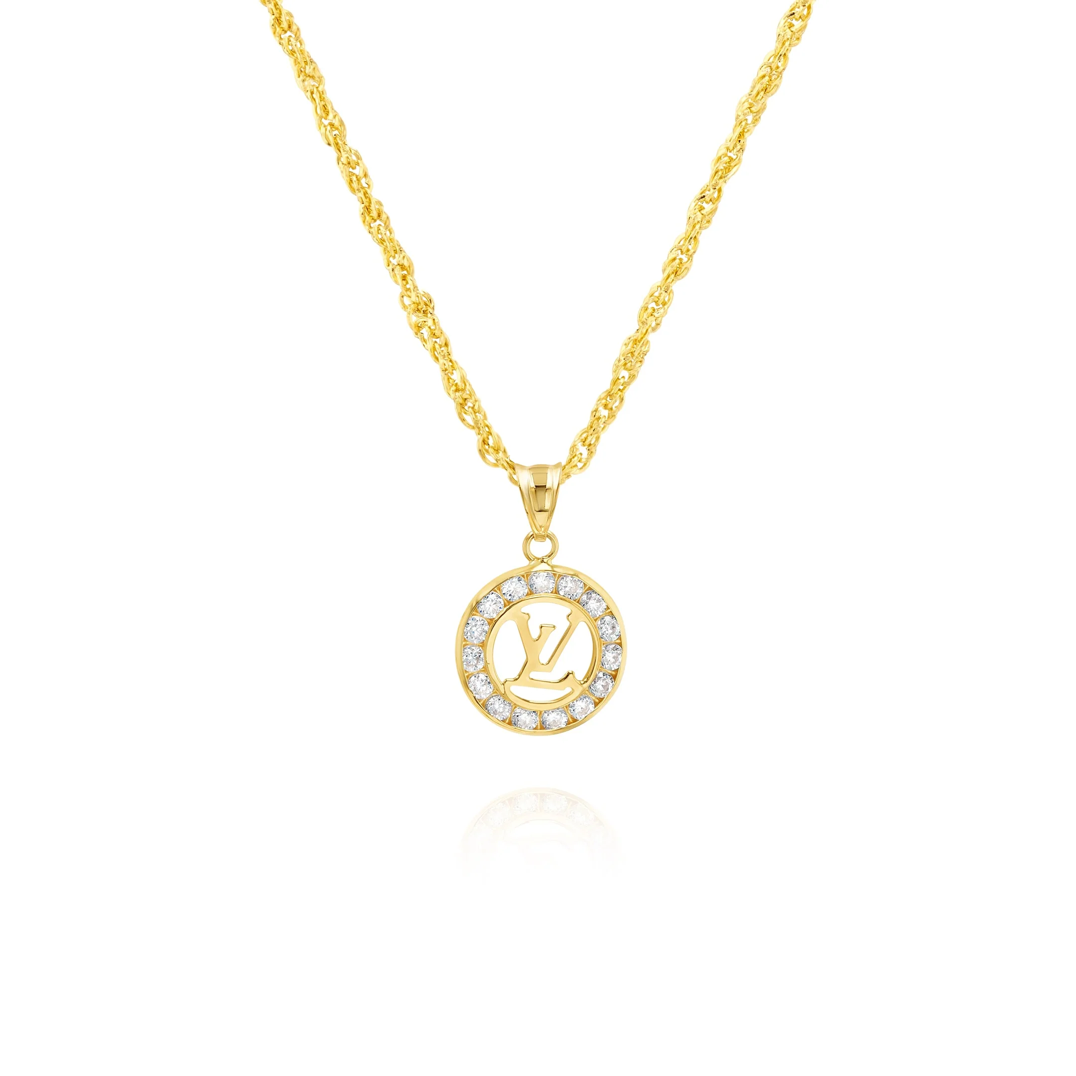 18K Pure Gold Elegant L.V Stone Necklace