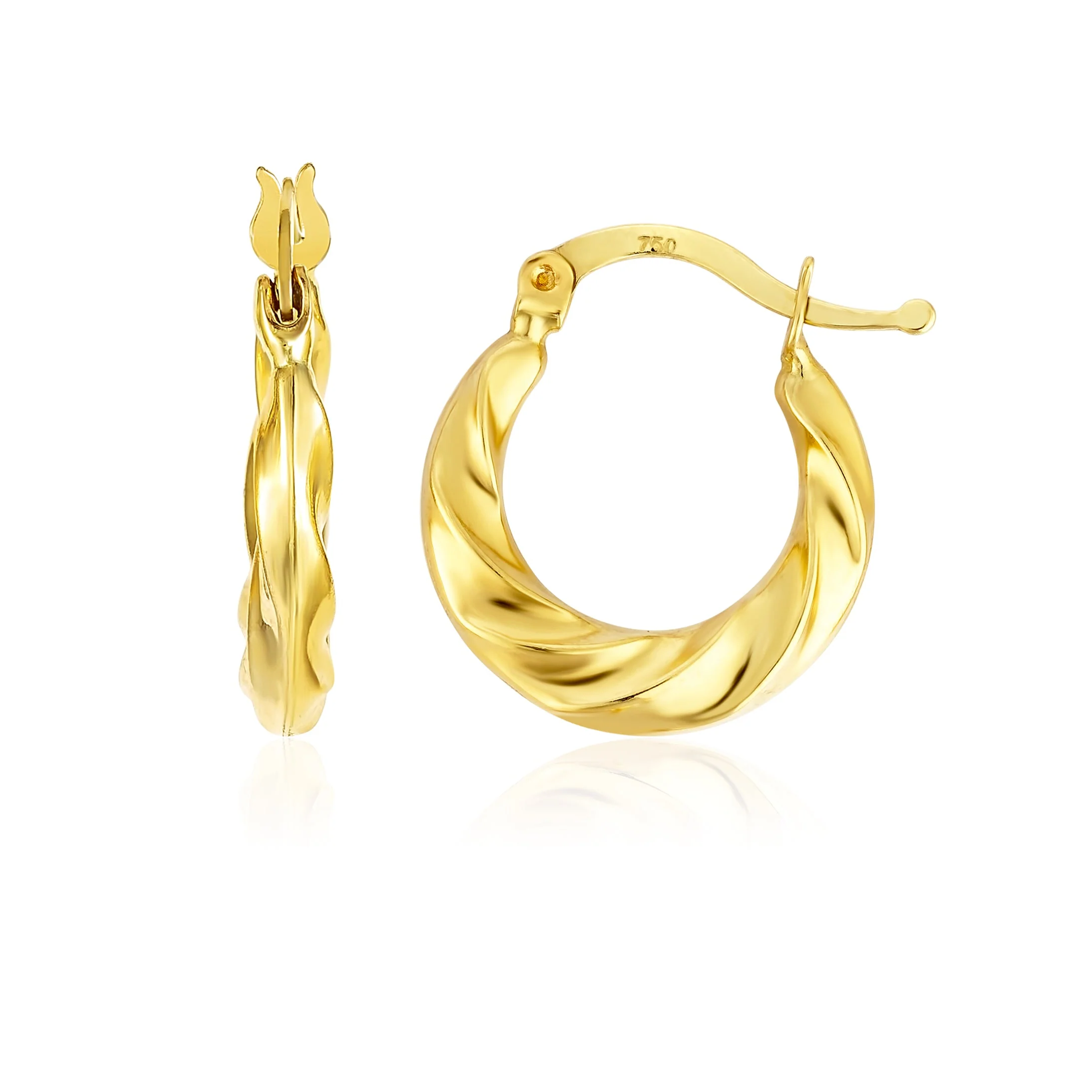 18K Pure Gold Round Loop Earrings