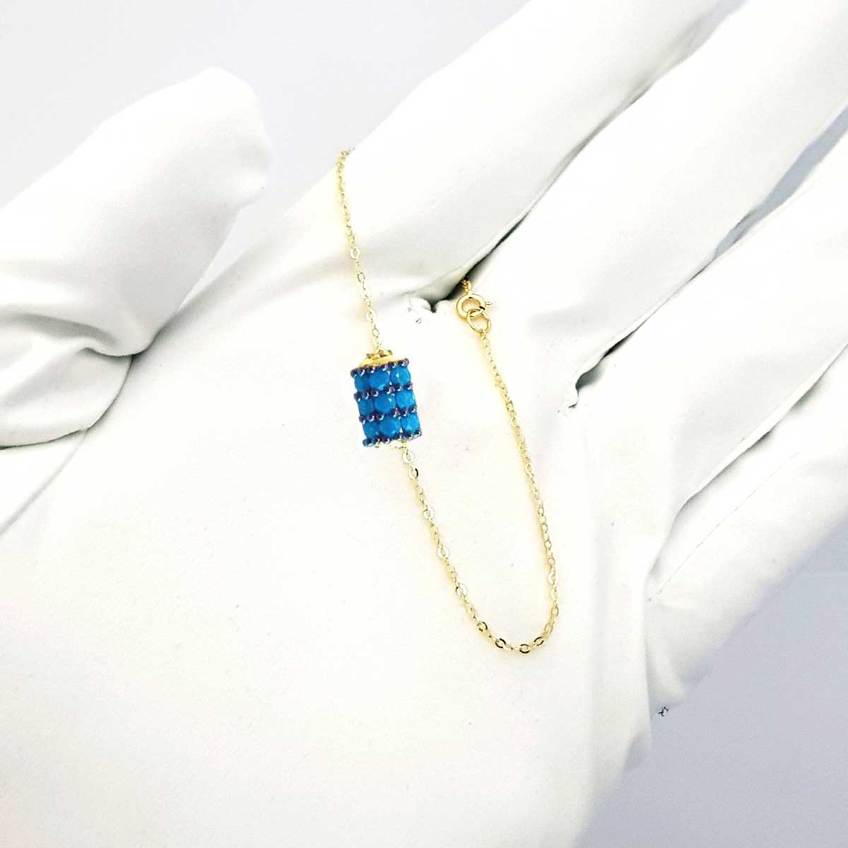 18K Pure Gold Blue Roller Bracelet - Image 6