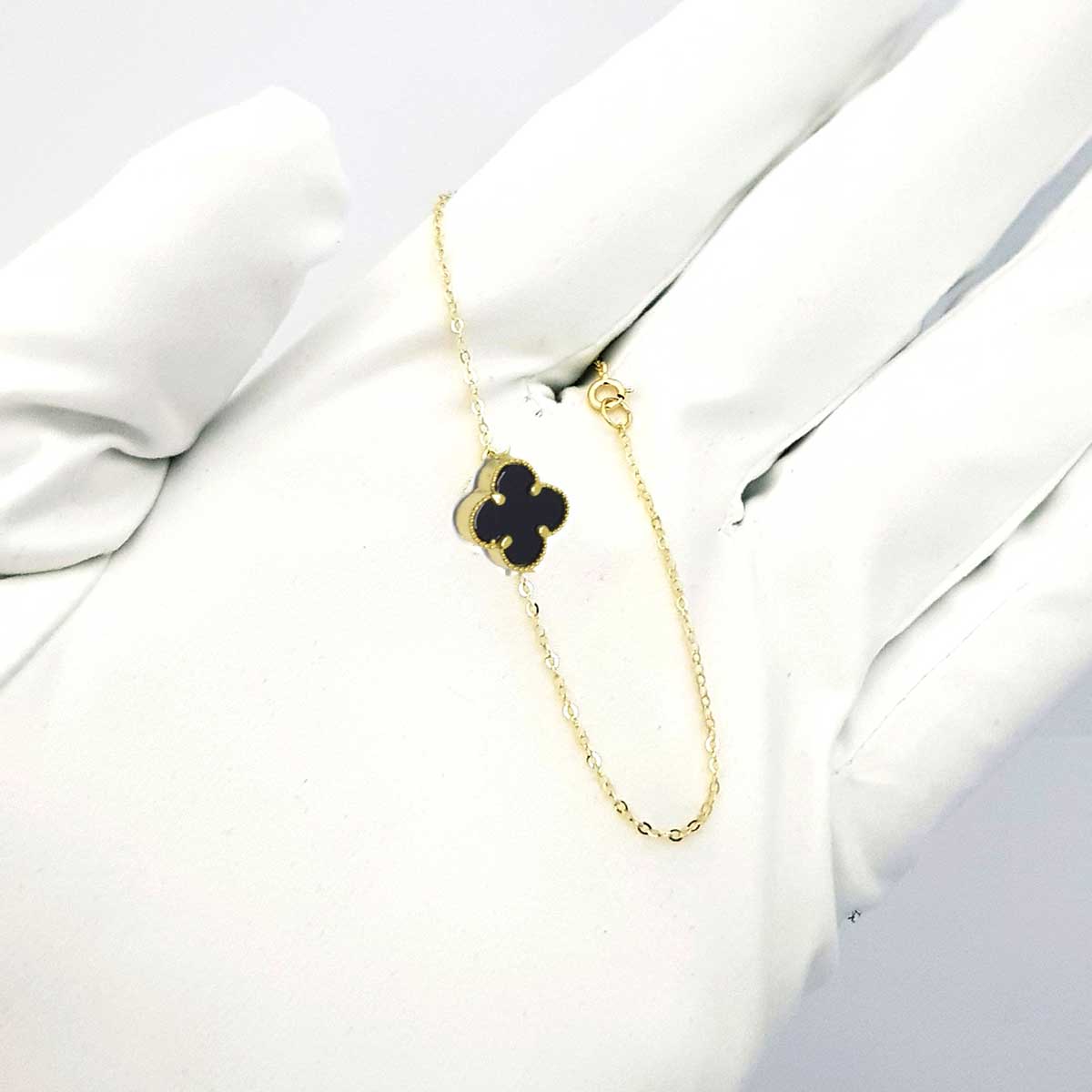 18K Pure Gold Clover Bracelet - Image 5