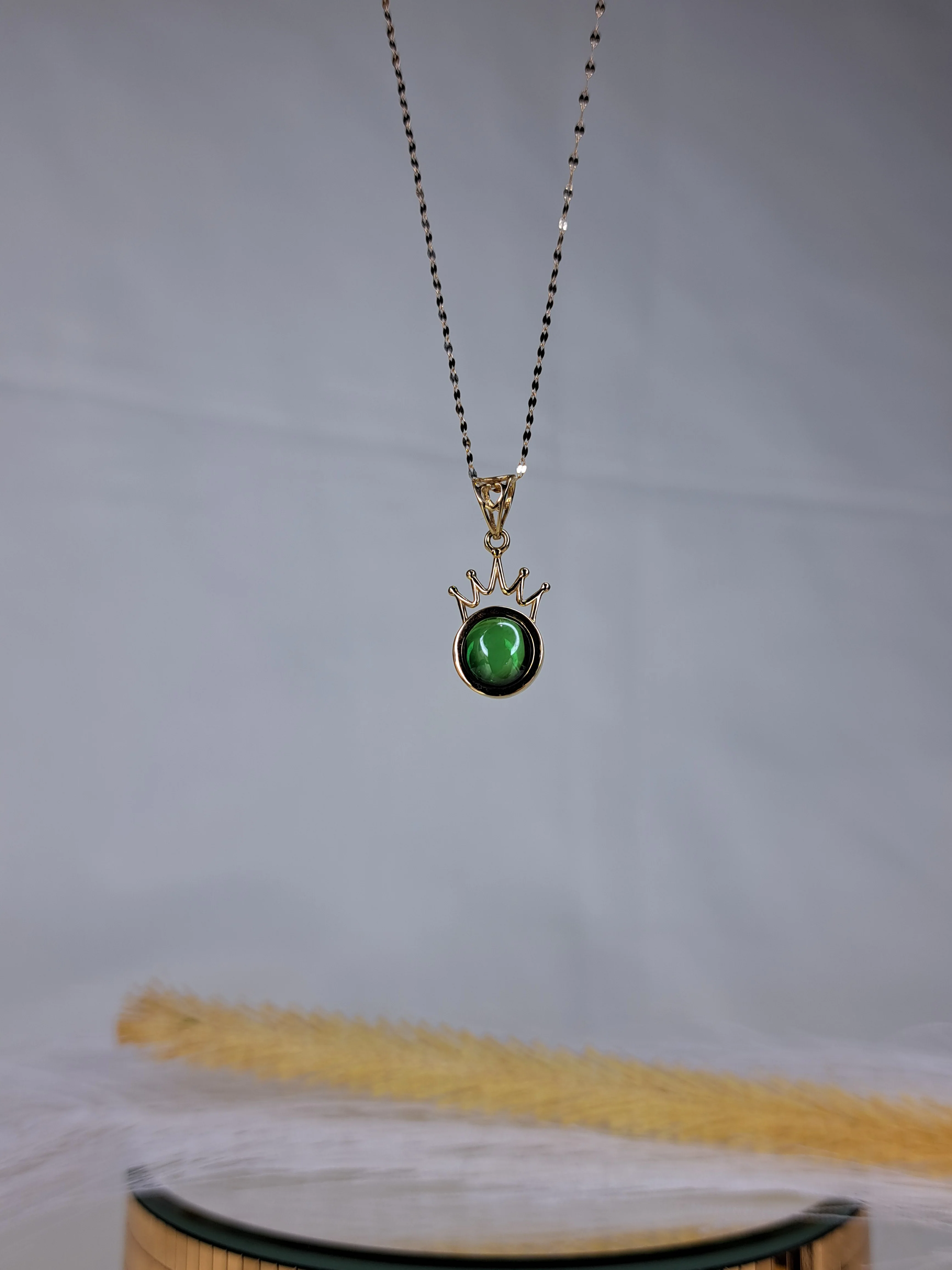 18K Pure Gold Crown Stone Necklace - Image 7