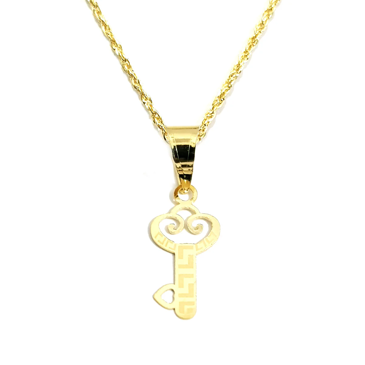 18K Pure Gold Elegant Key Design Necklace