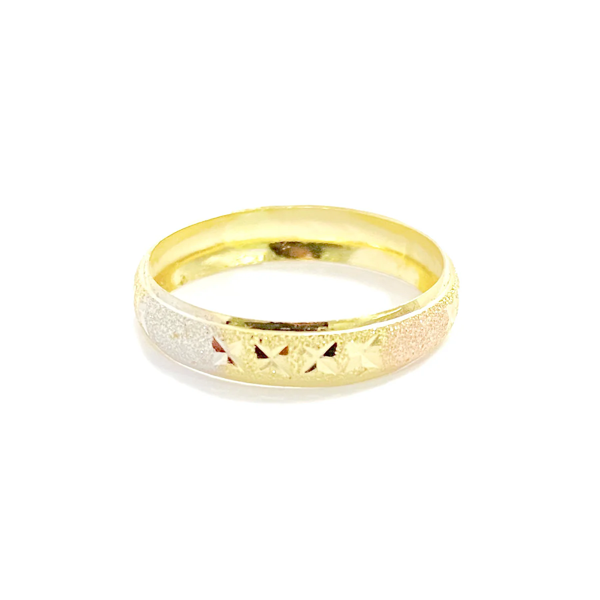 18K Pure Gold Elegant Tricolor Design Ring - Image 2