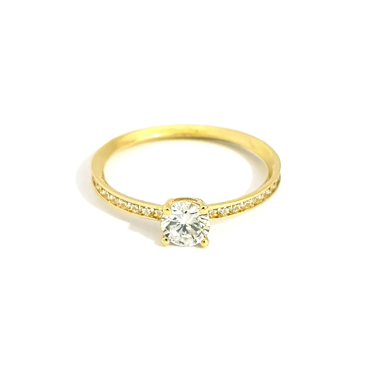 18K Pure Gold Engagement w/ Zircon Stone Design Ring - Image 2