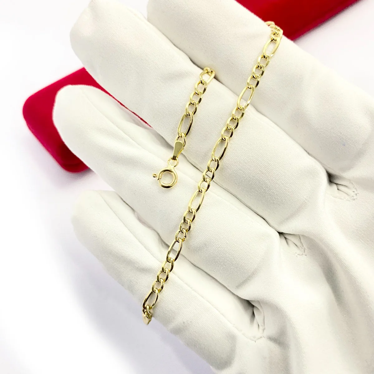 18K Pure Gold Figaro Design Bracelet - Image 5