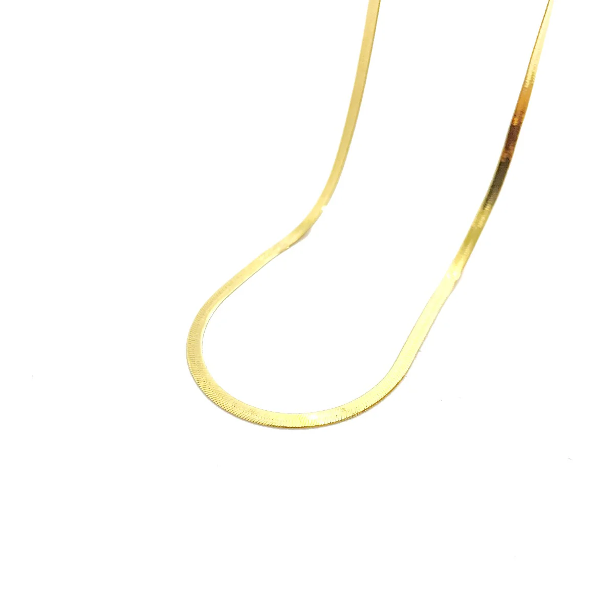 18K Pure Gold Flat Snake Chain Necklace