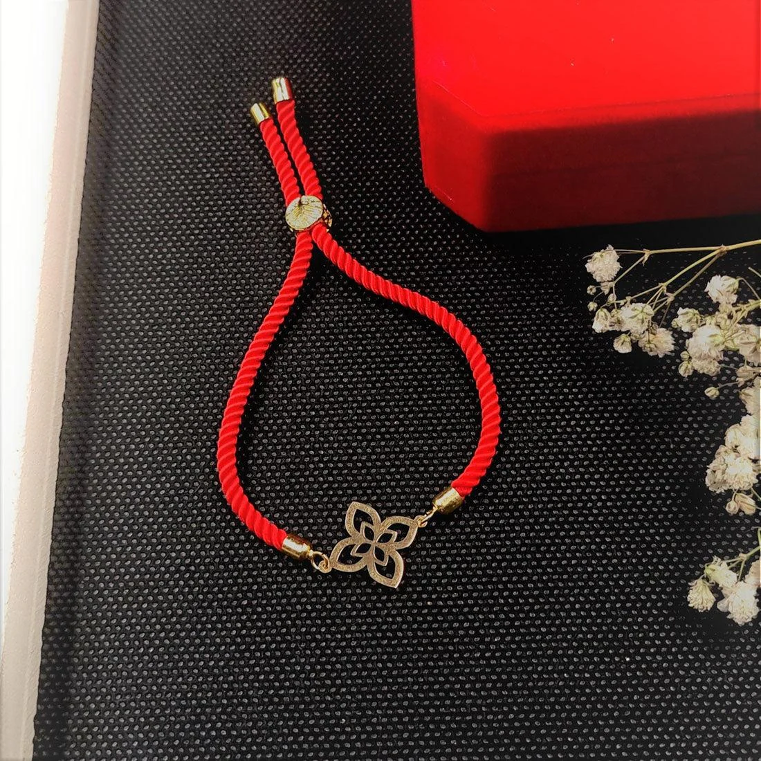 18K Pure Gold Flower Adjustable Bracelet - Image 5