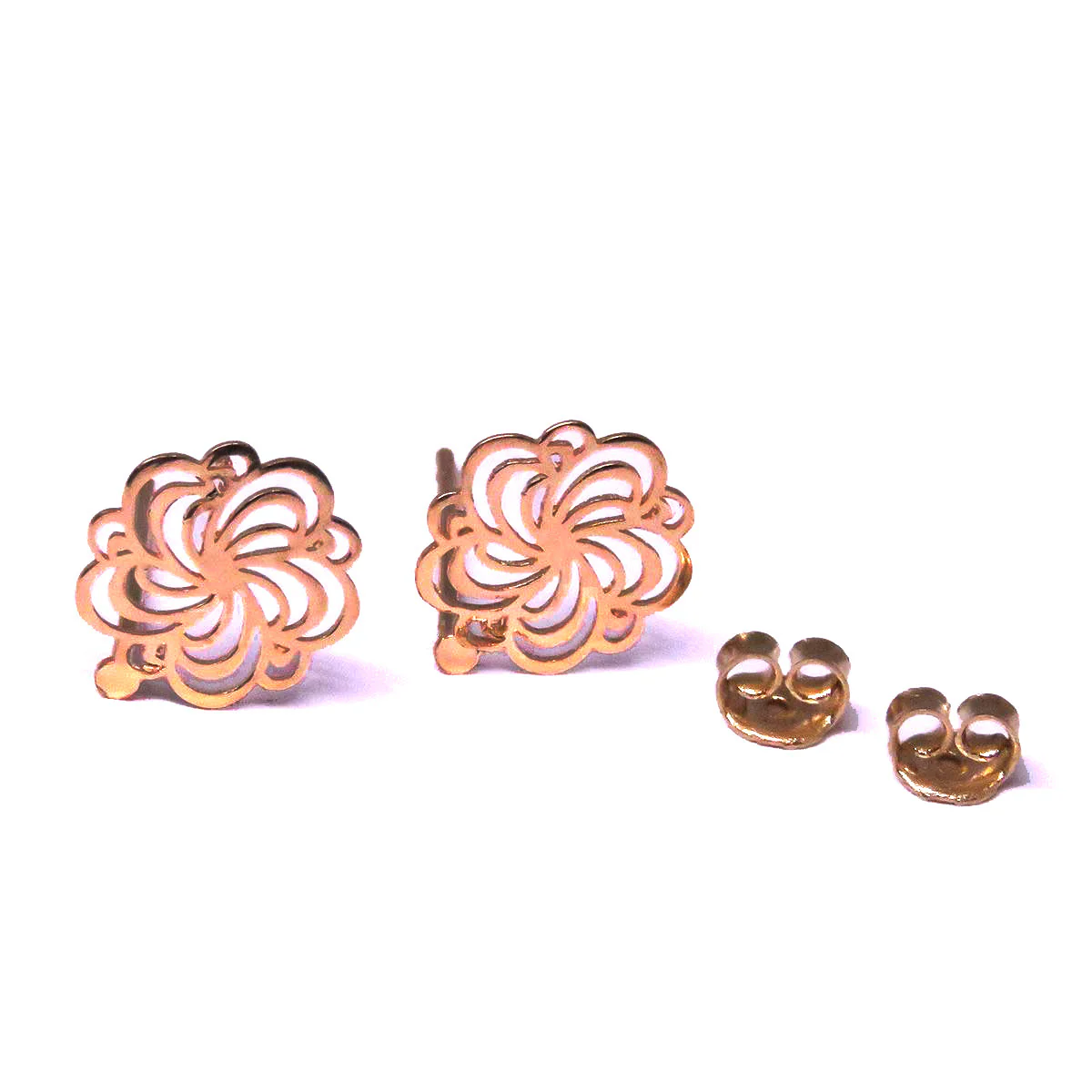 18K Pure Gold Flower Earrings