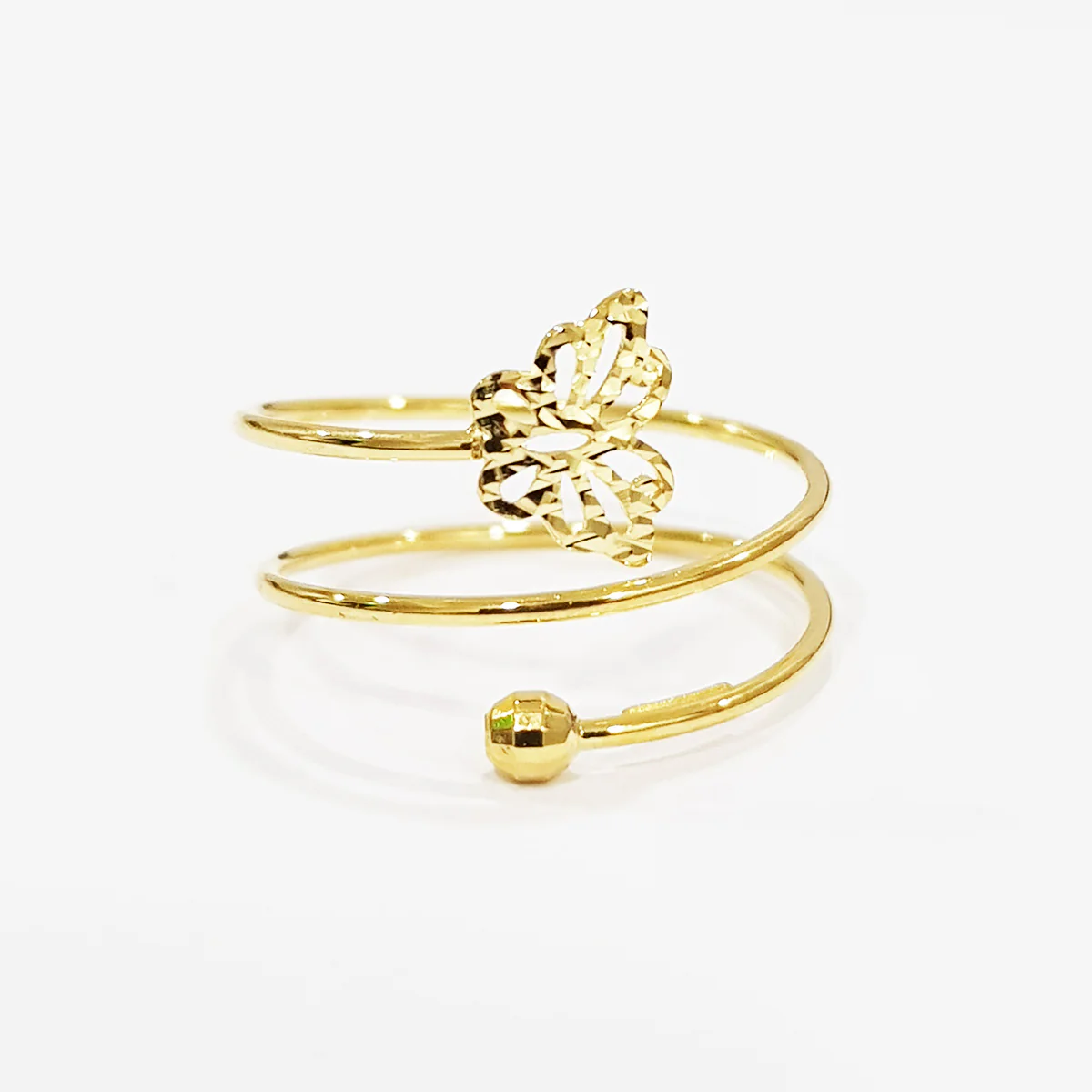18K Pure Gold Butterfly Spiral Ring