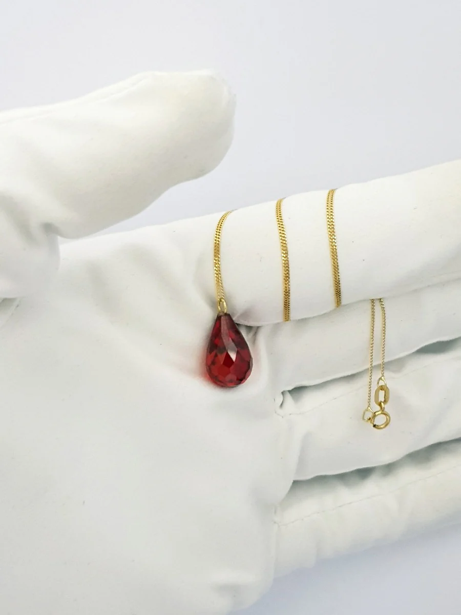 18K Pure Gold Red Gem Necklace - Image 4