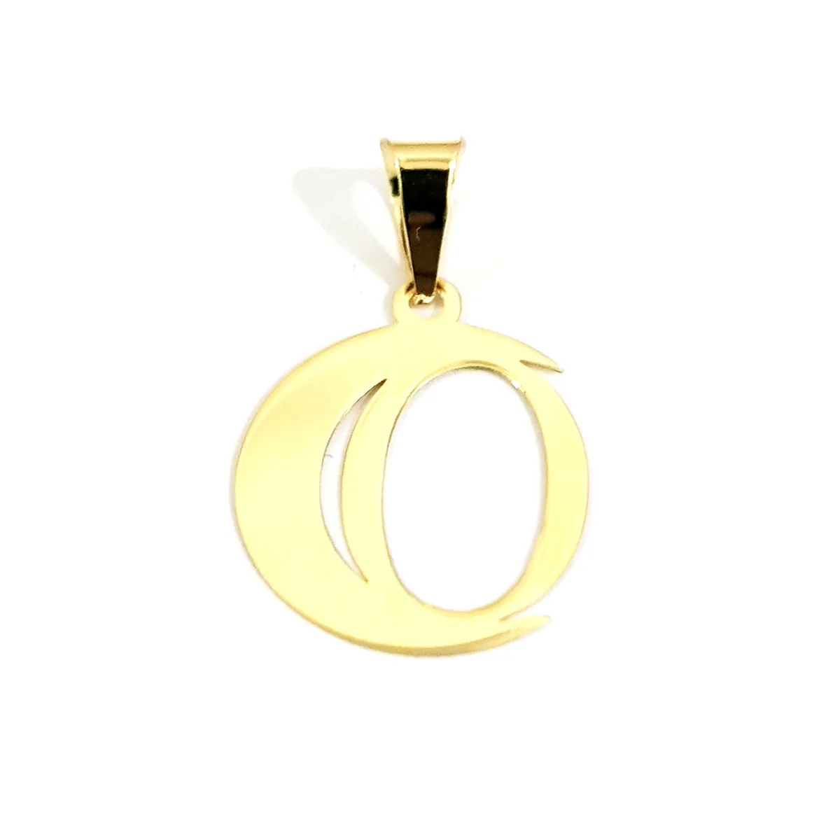 18K Pure Gold Halfmoon Letter O Design Pendant