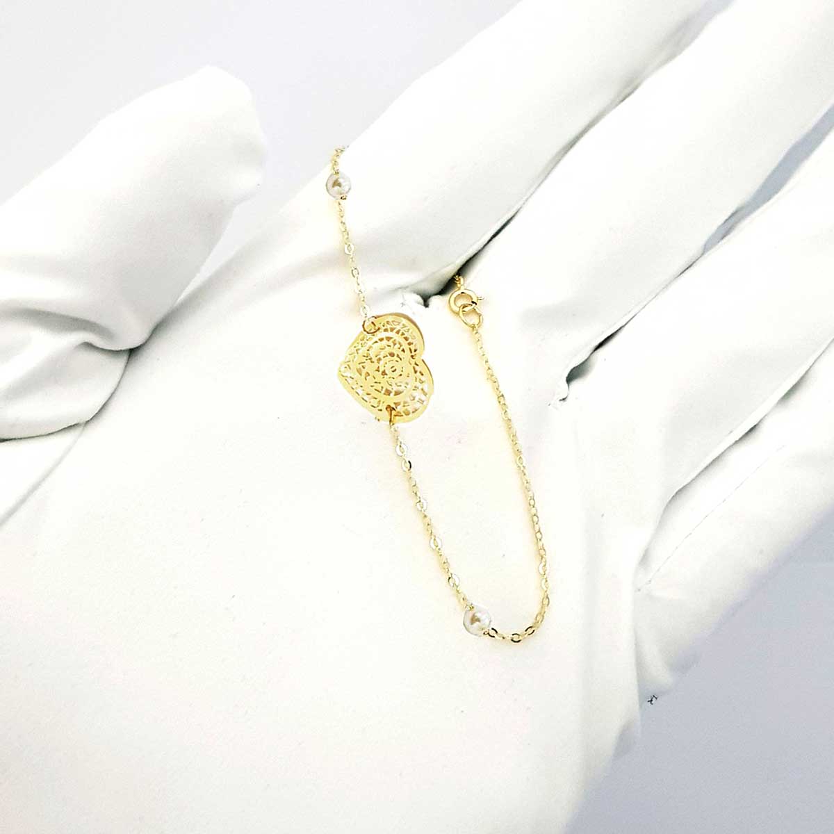 18K Pure Gold Heart Bracelet - Image 6